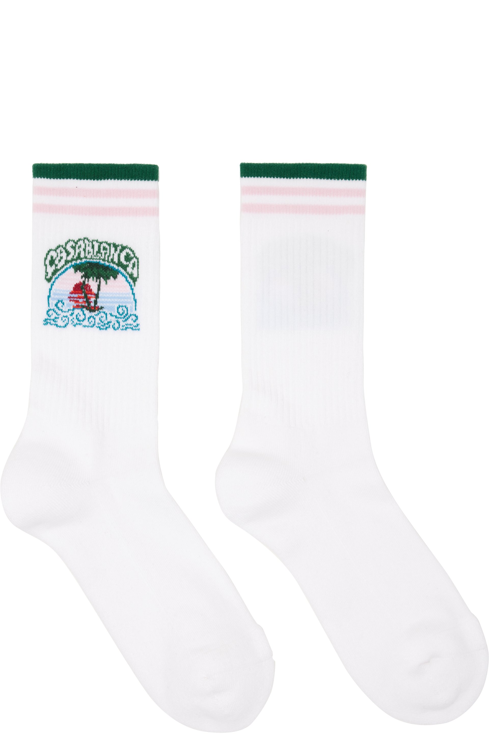 Casablanca - White Palm Tree Emblem Socks