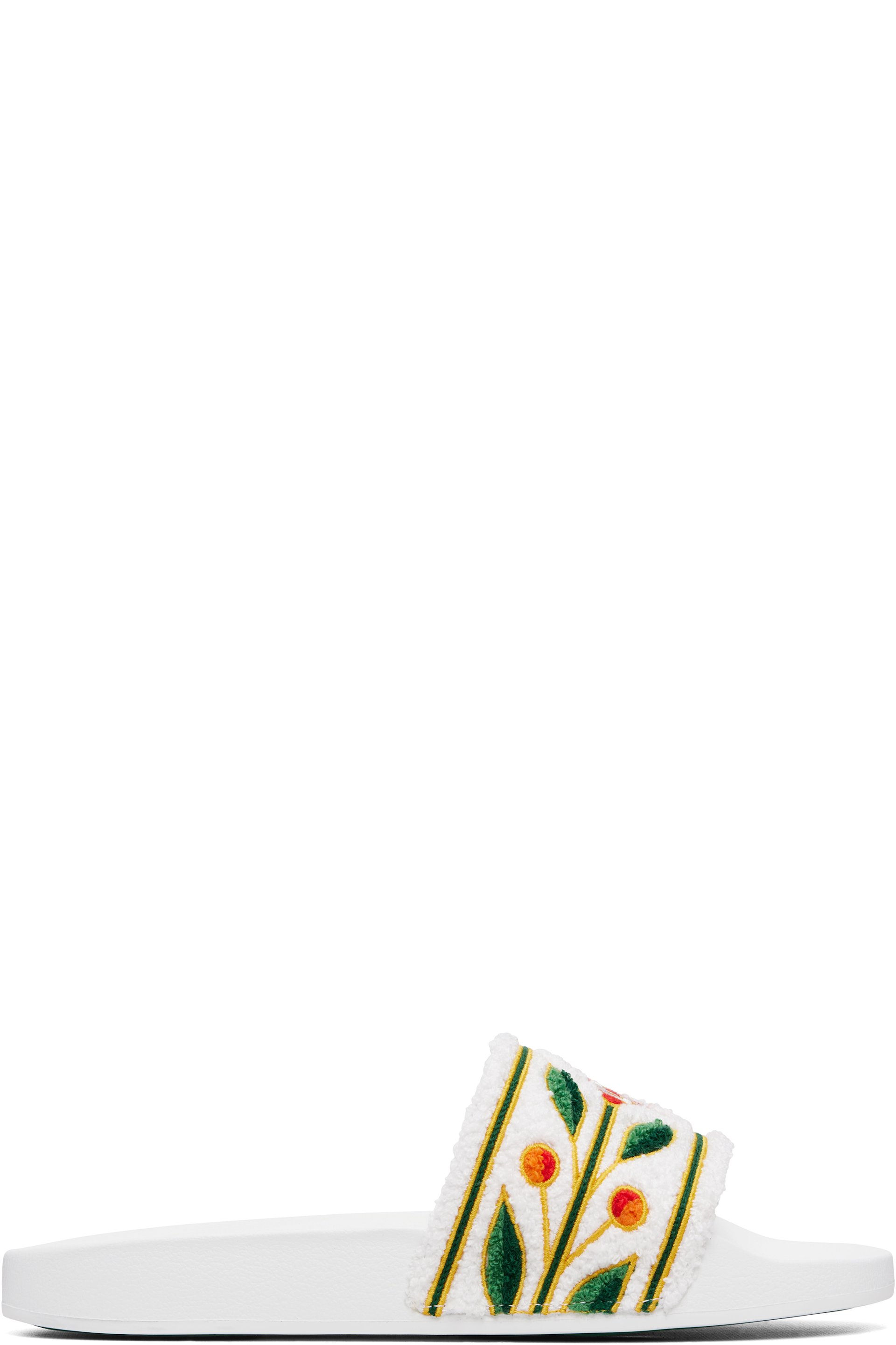 Casablanca - White Embroidered Terry Slides
