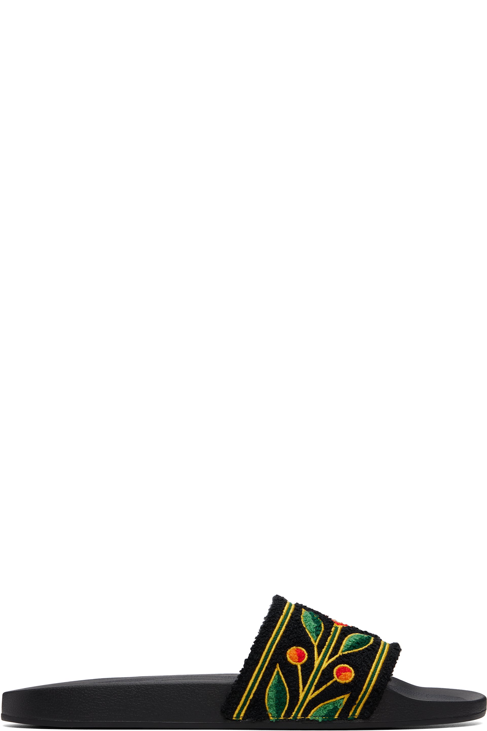 Casablanca - Black Embroidered Terry Slides