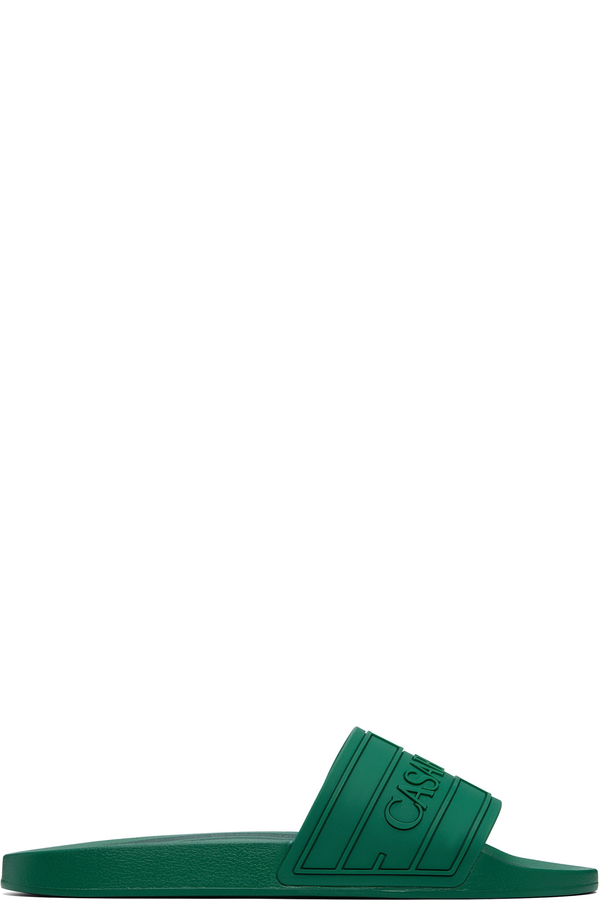 Casablanca - Green Embossed-Logo Pool Slides