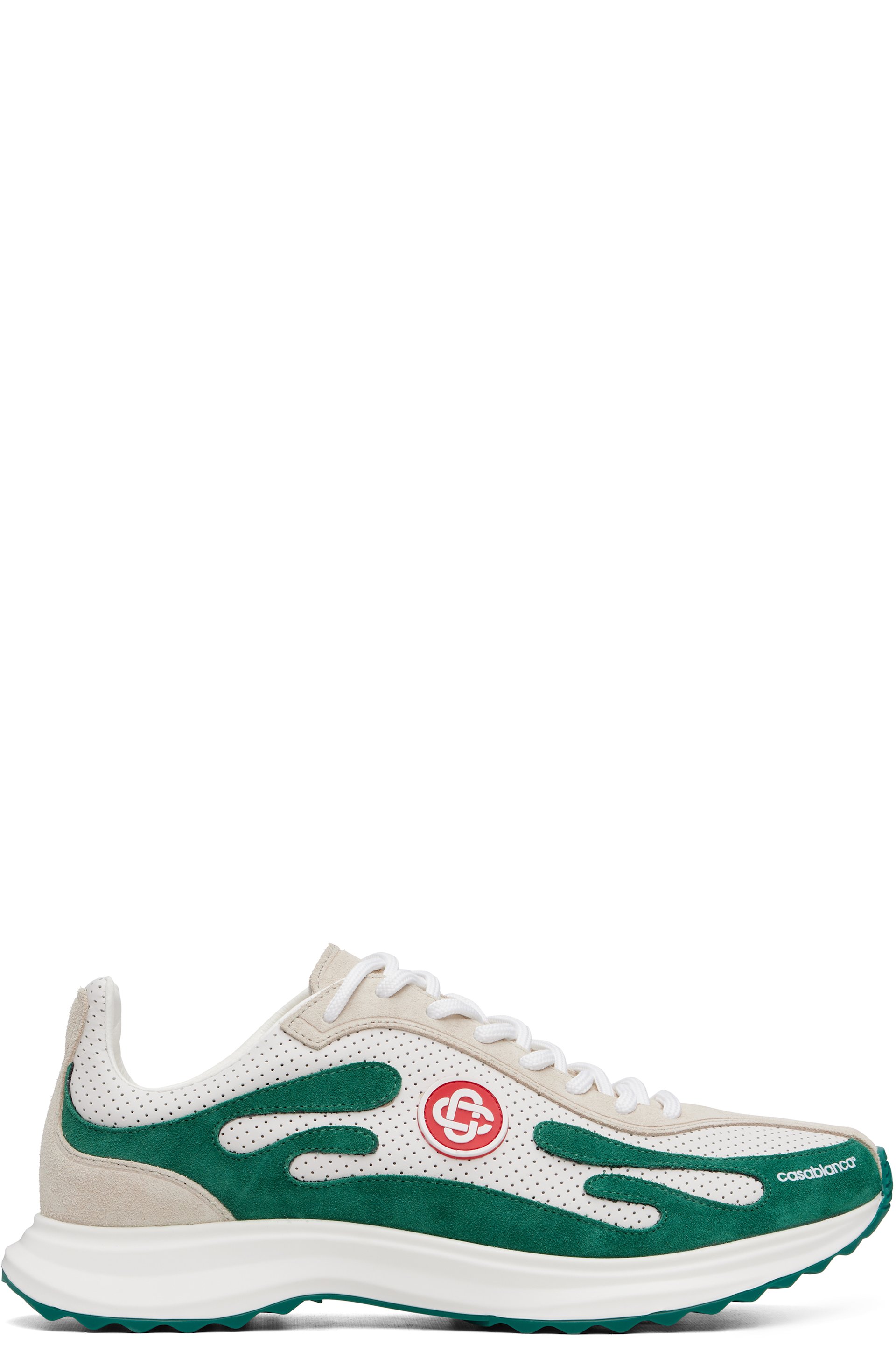 Casablanca - White & Green Stade Sneakers