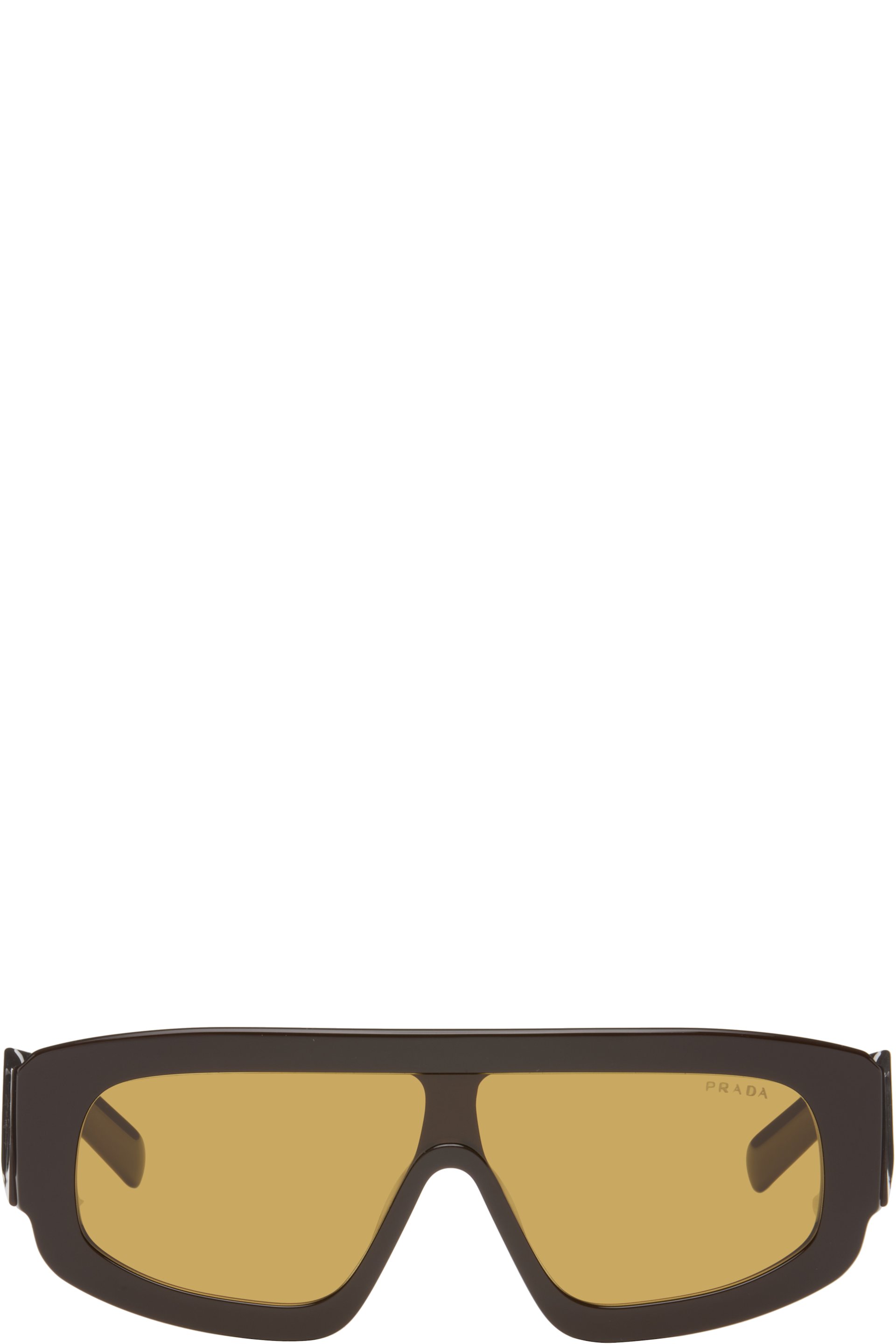 Prada Eyewear - 브라운 쉴드 선글라스