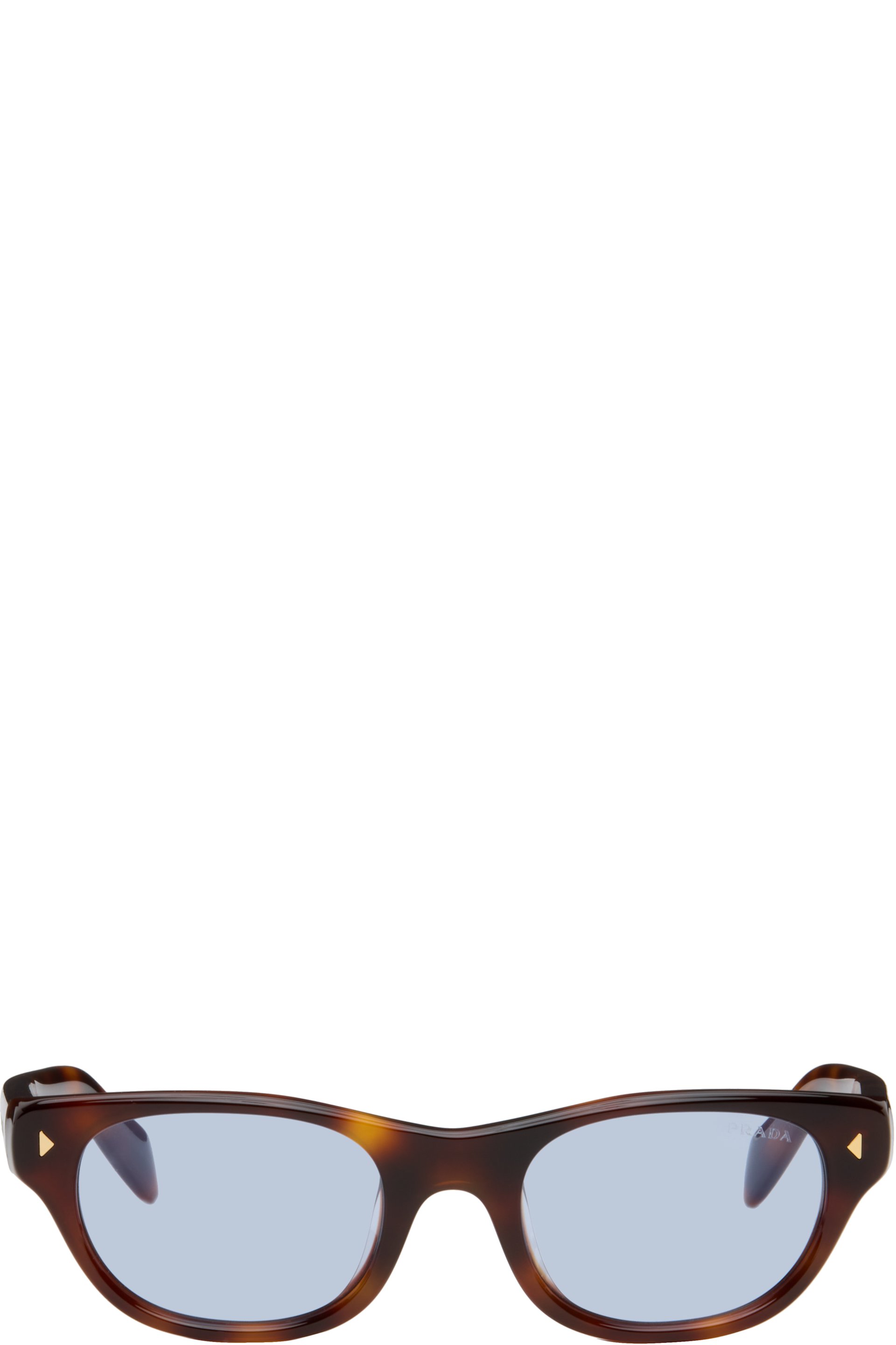 Prada Eyewear - 브라운 오벌 선글라스