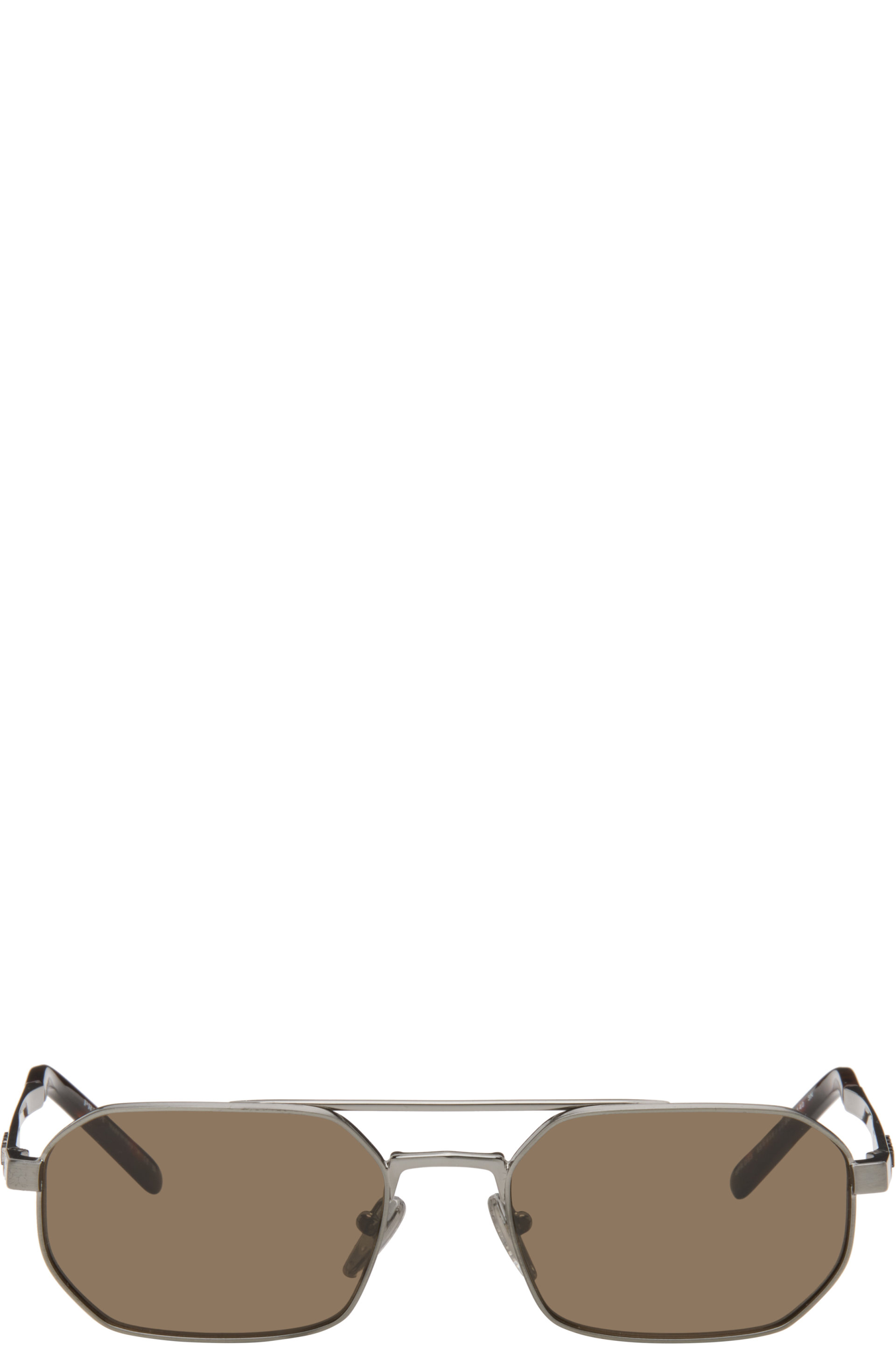 Prada Eyewear - Lunettes de soleil gris acier à pont double