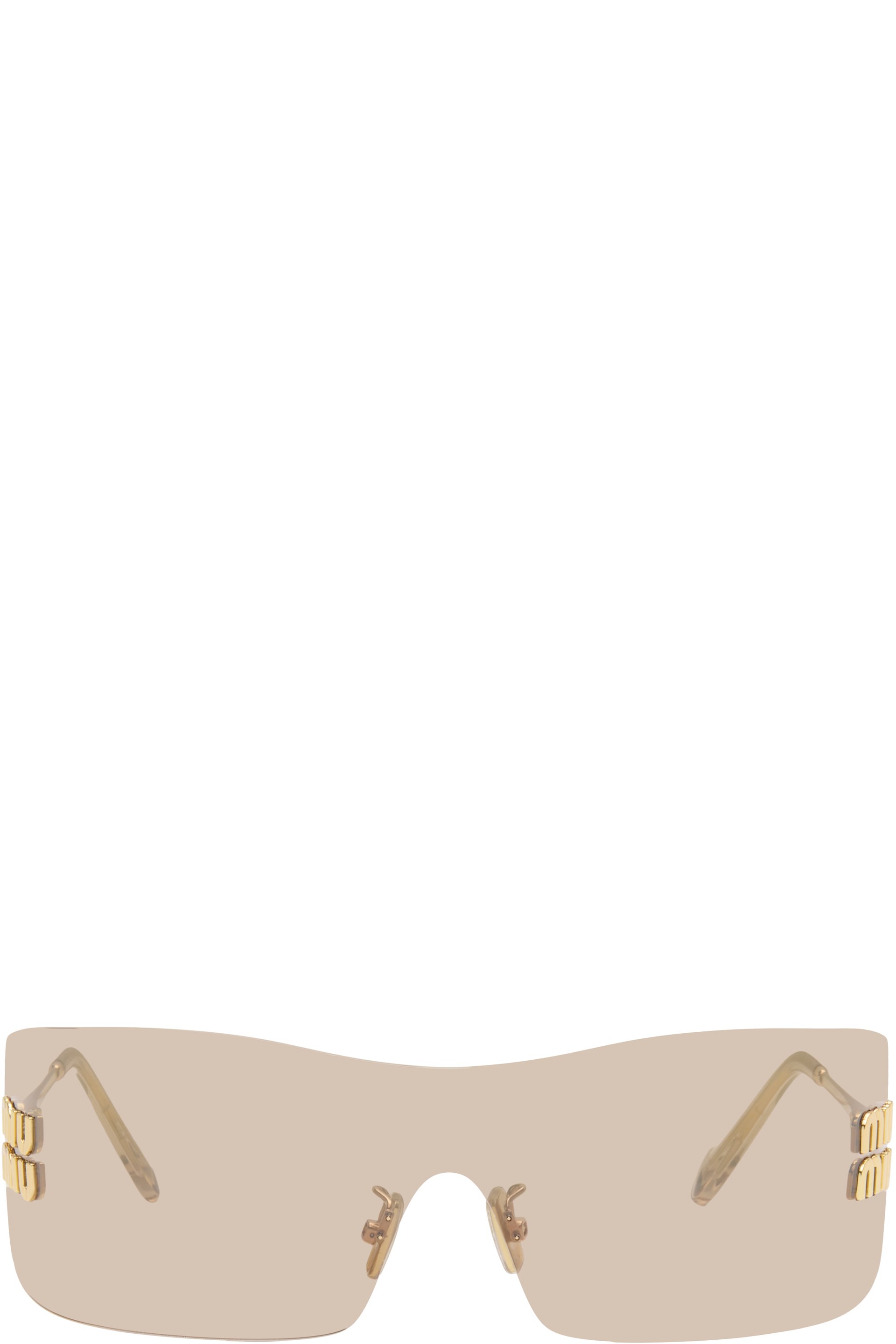 Miu Miu Eyewear - Lunettes de soleil dorées à ferrures à logo