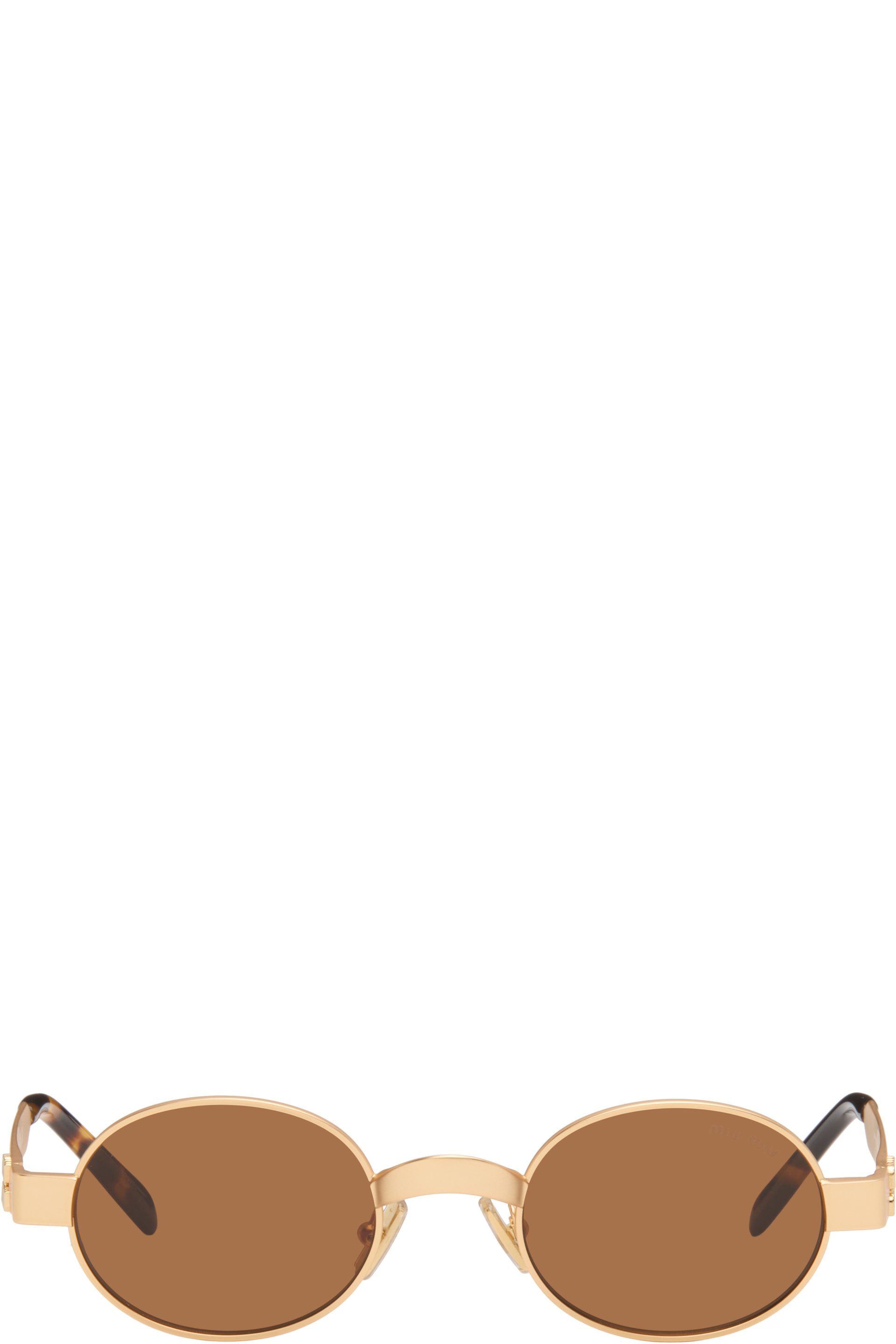 Miu Miu Eyewear - Lunettes de soleil ovales dorées