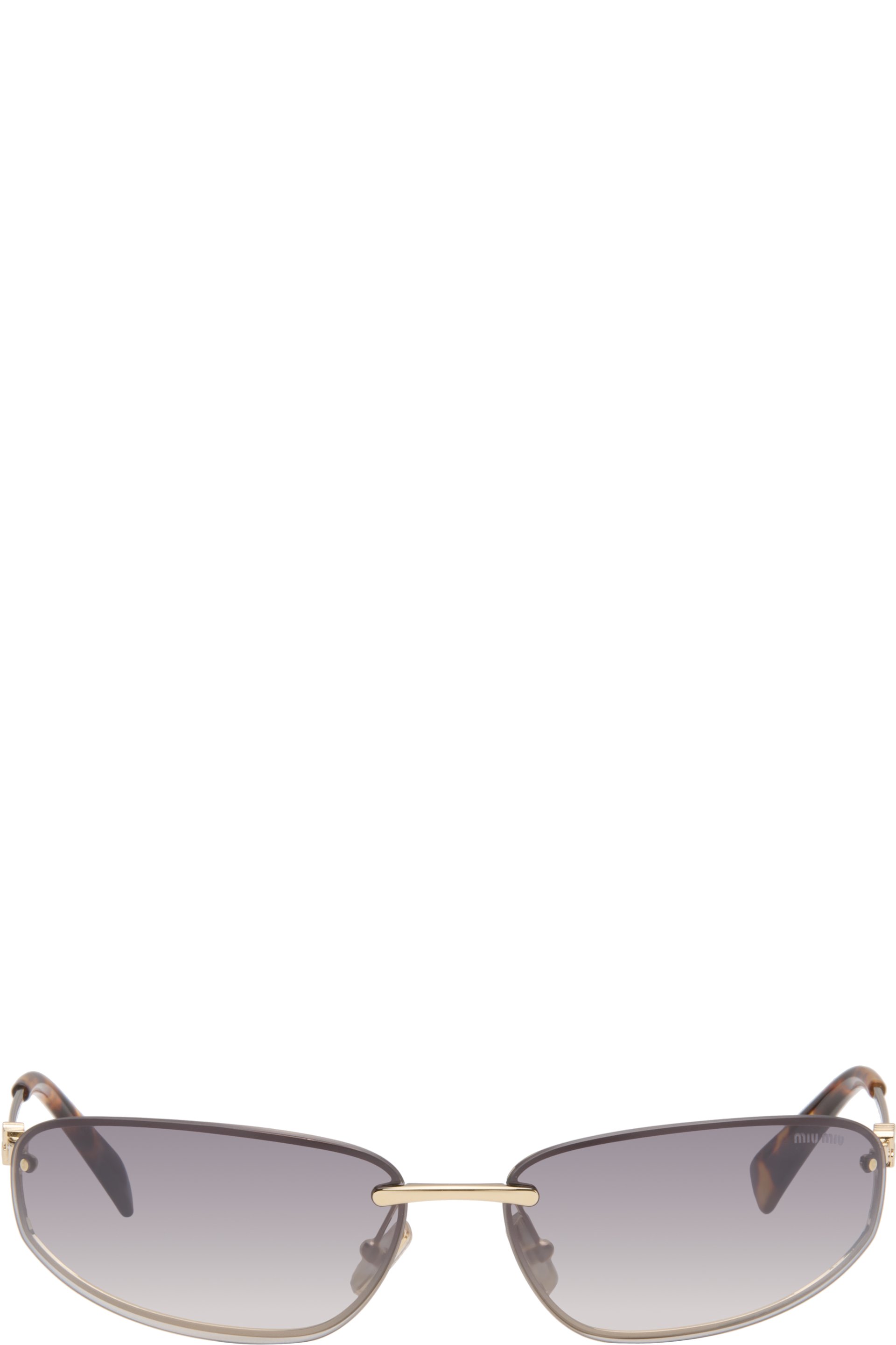 Miu Miu Eyewear - Lunettes de soleil ovales percées dorées en métal