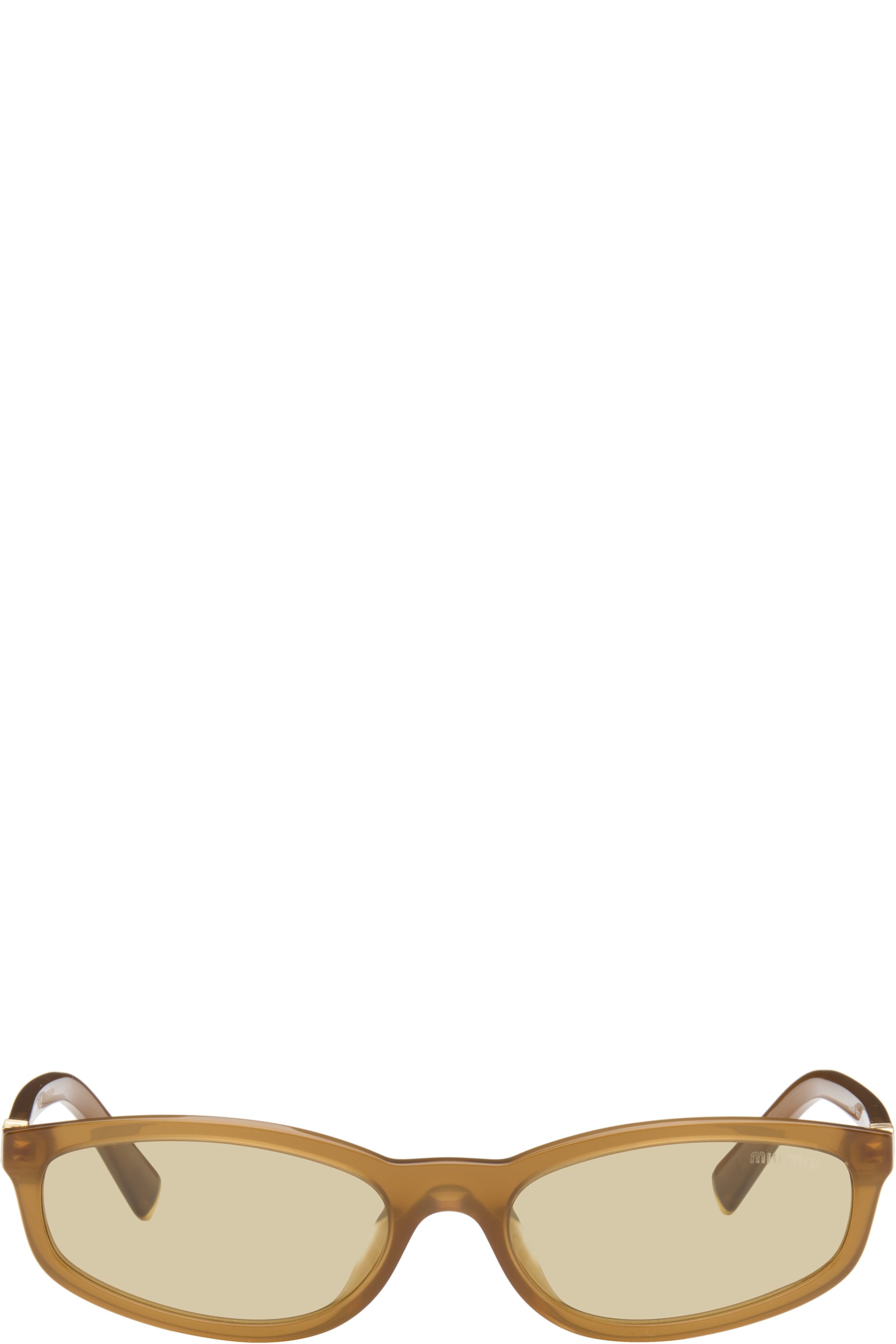 Miu Miu Eyewear - Lunettes de soleil rectangulaires écailles de tortue brunes