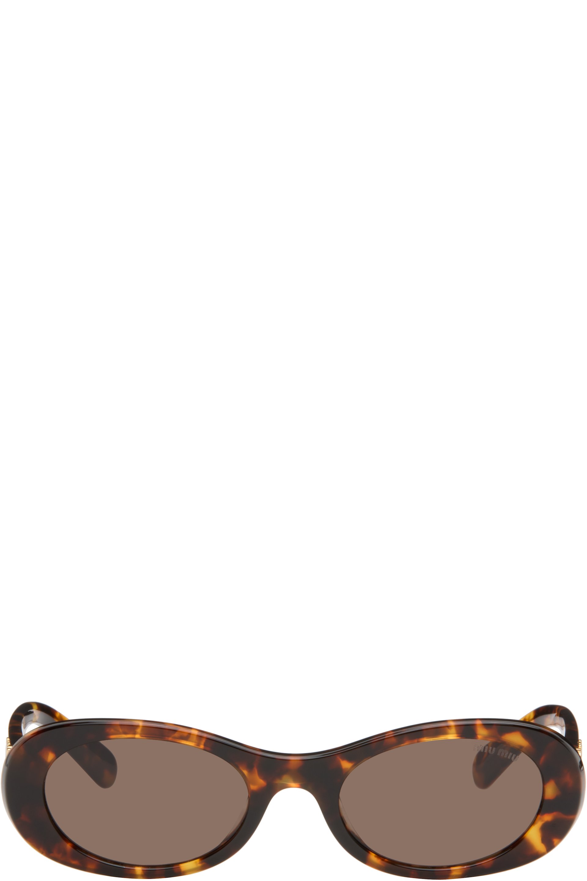 Miu Miu Eyewear - Lunettes de soleil brunes à logos - Glimpse