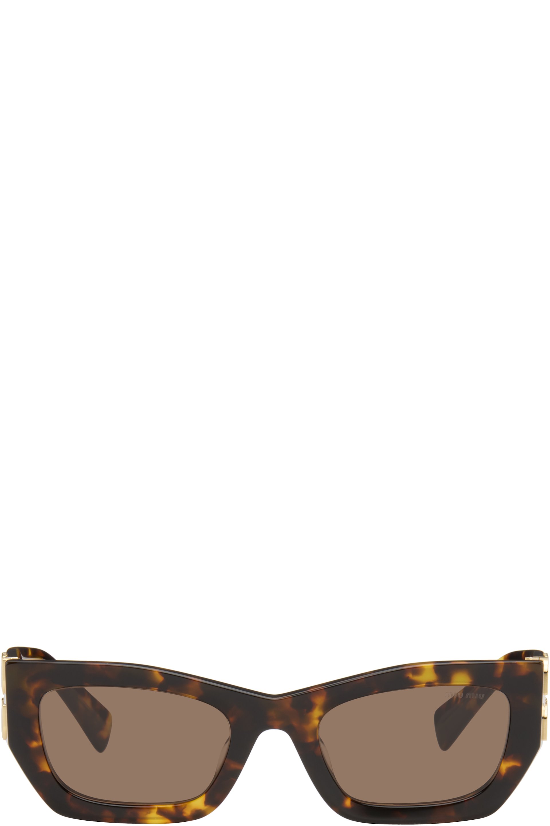 Miu Miu Eyewear - Lunettes de soleil brunes à logos - Glimpse