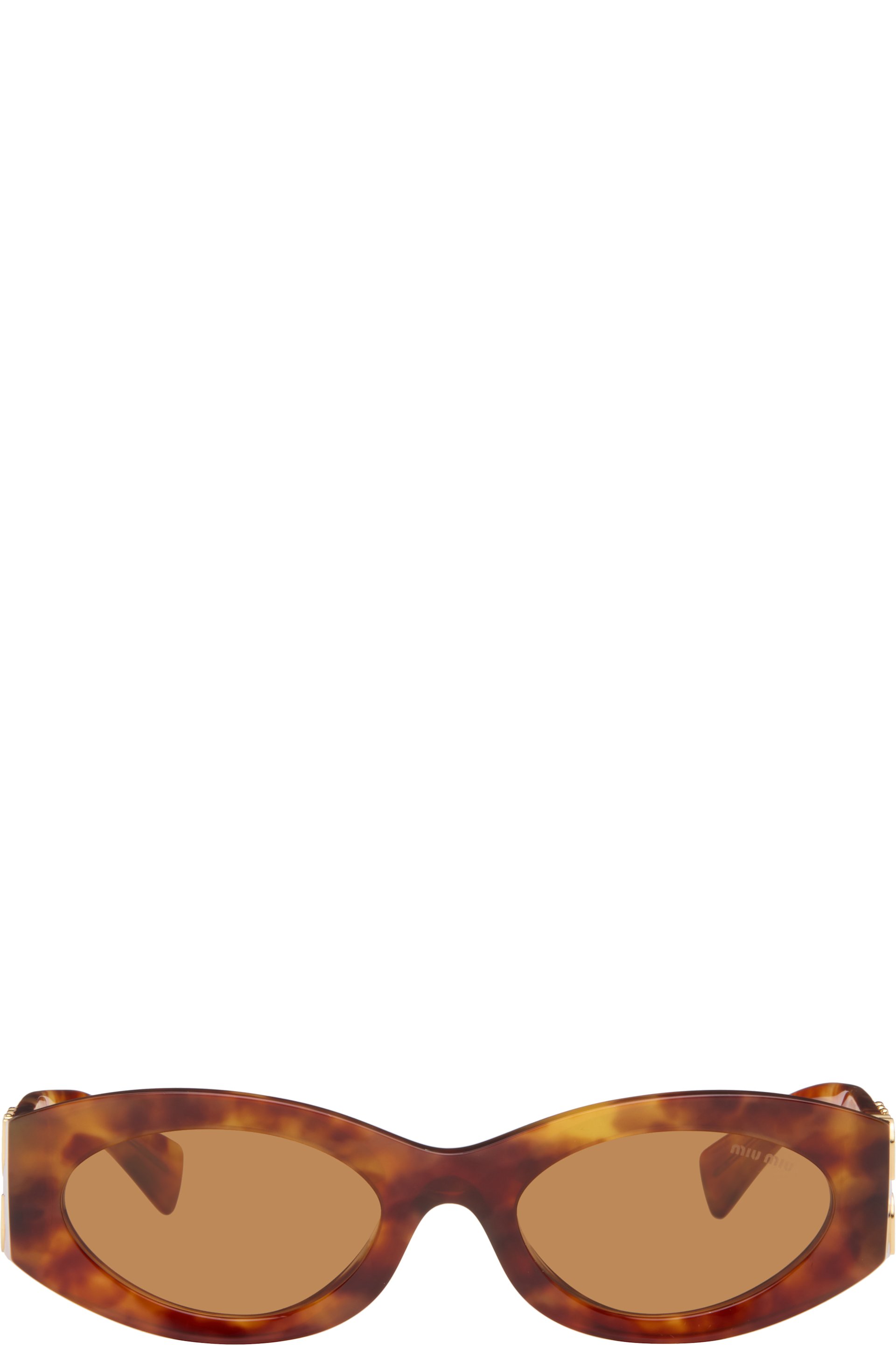 Miu Miu Eyewear - Lunettes de soleil brunes à logos - Glimpse