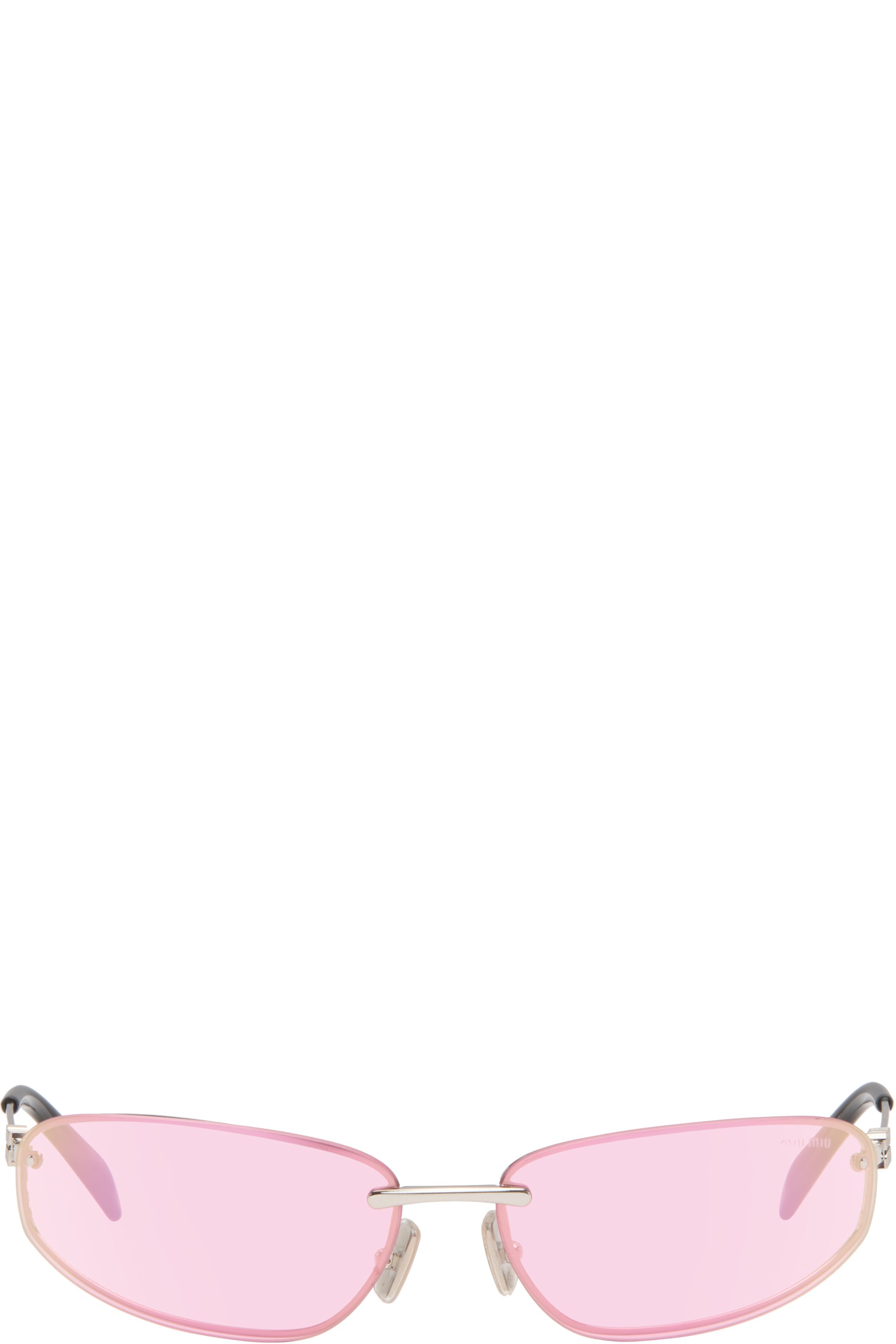 Miu Miu Eyewear - Lunettes de soleil ovales percées argentées en métal