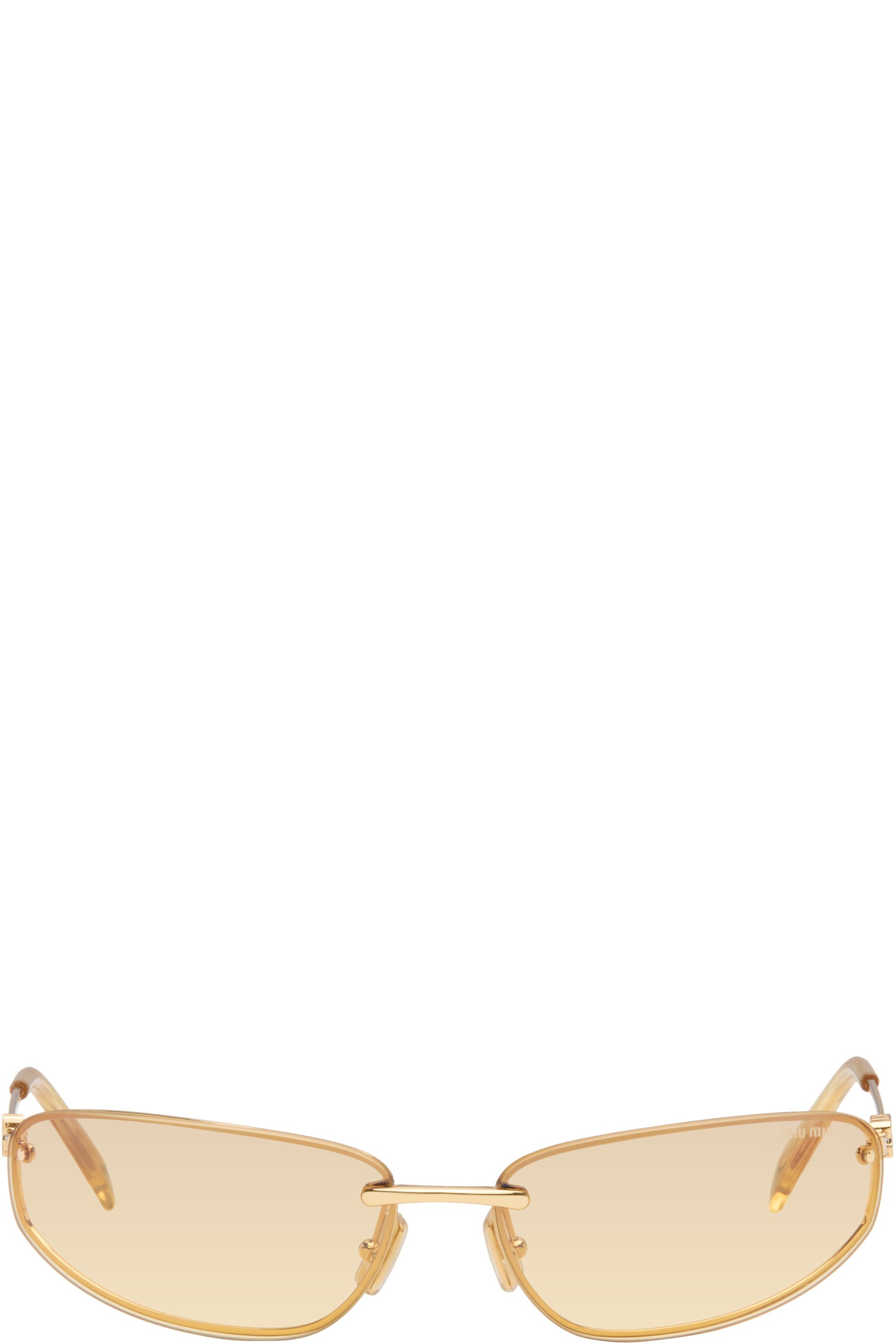 miu miu ゴールドブラウン サングラス Miu Miu 0MU 56ZS Sunglasses 5AK09Z Gold - eye-oo.com