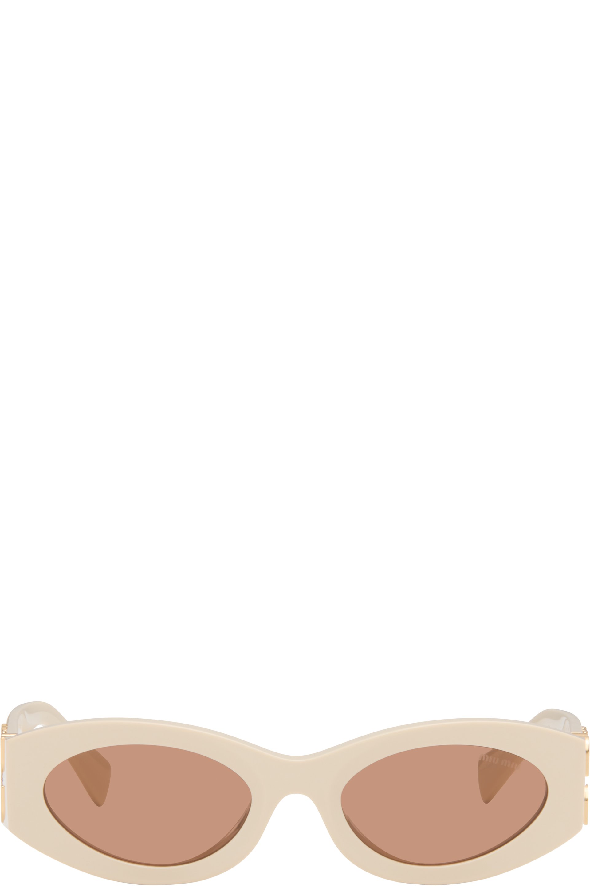 Miu Miu Eyewear - Lunettes de soleil ovales rétro blanc cassé