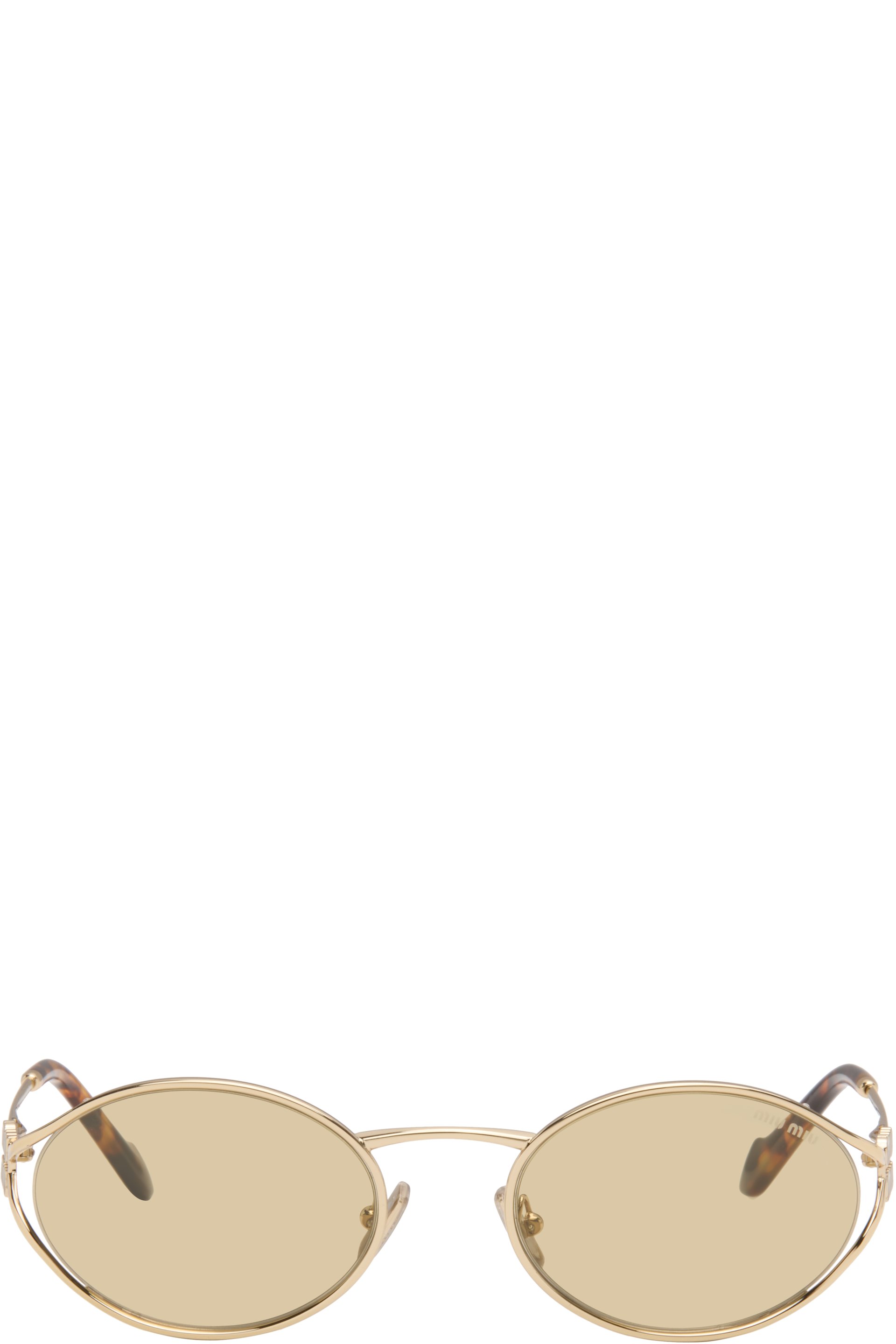 Miu Miu Eyewear - Lunettes de soleil ovales dorées en métal