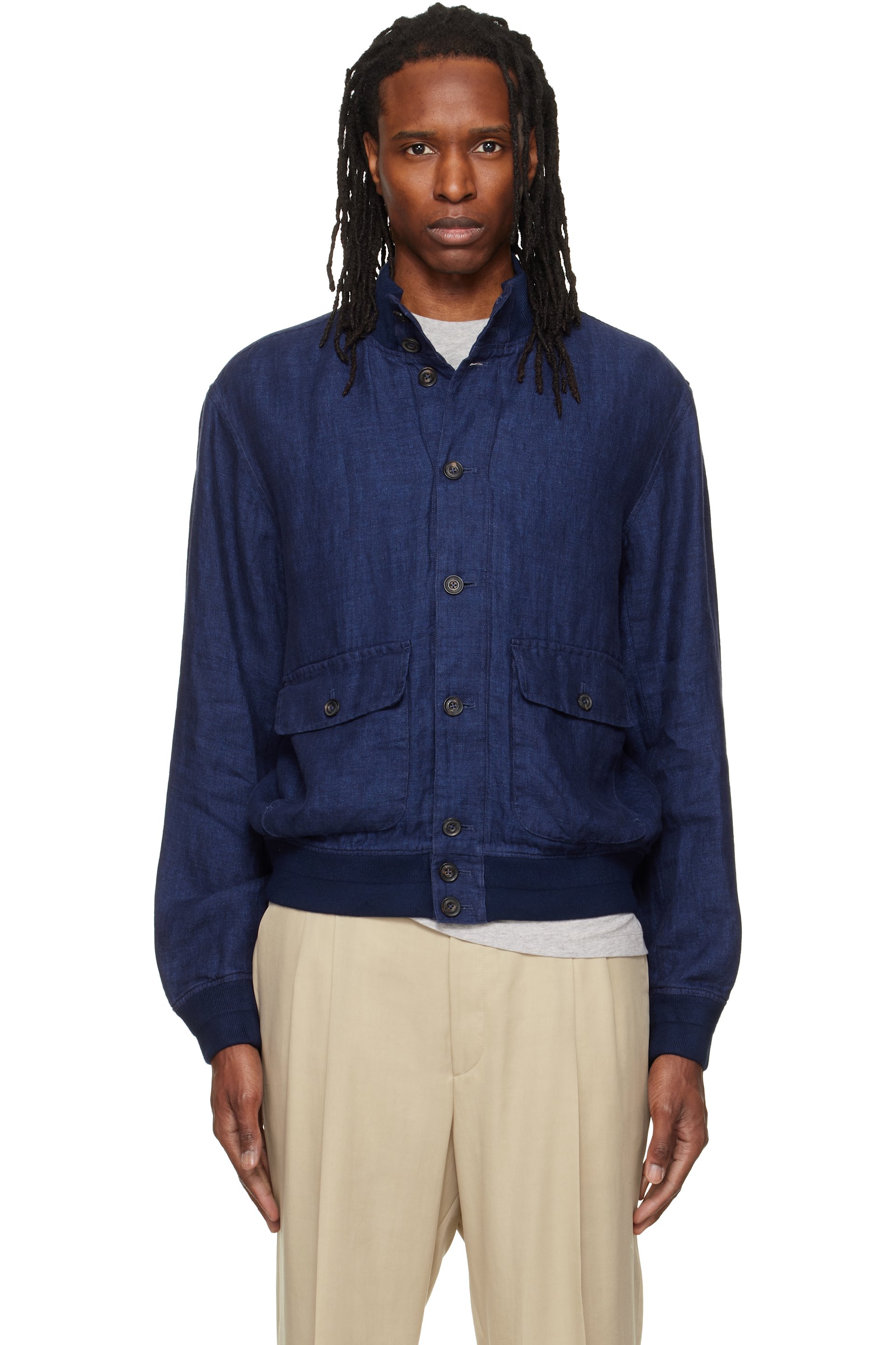 Polo Ralph Lauren - Navy 'The Barrett Linen Herringbone' Jacket