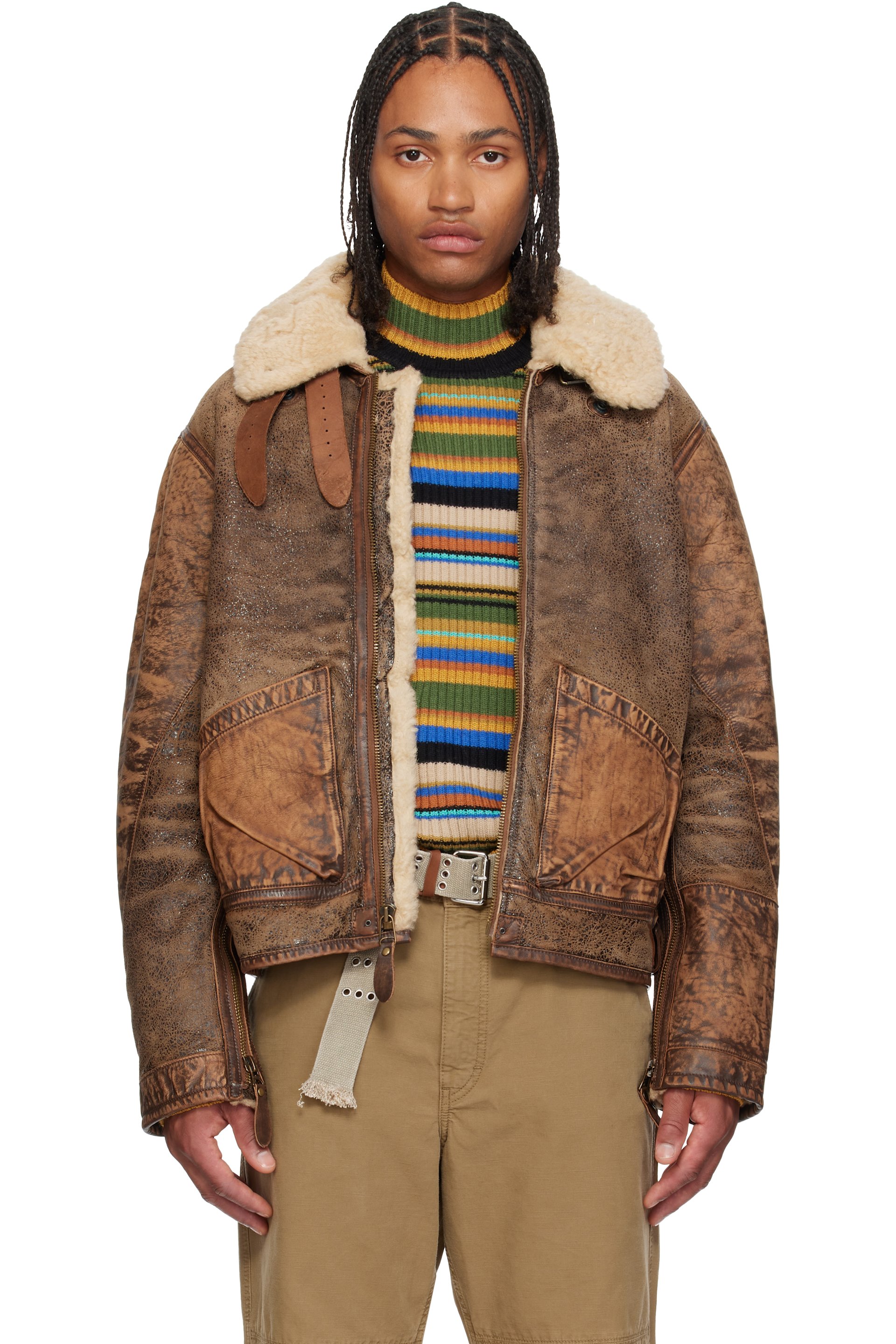 Polo Ralph Lauren - Brown Shearling Bomber Jacket