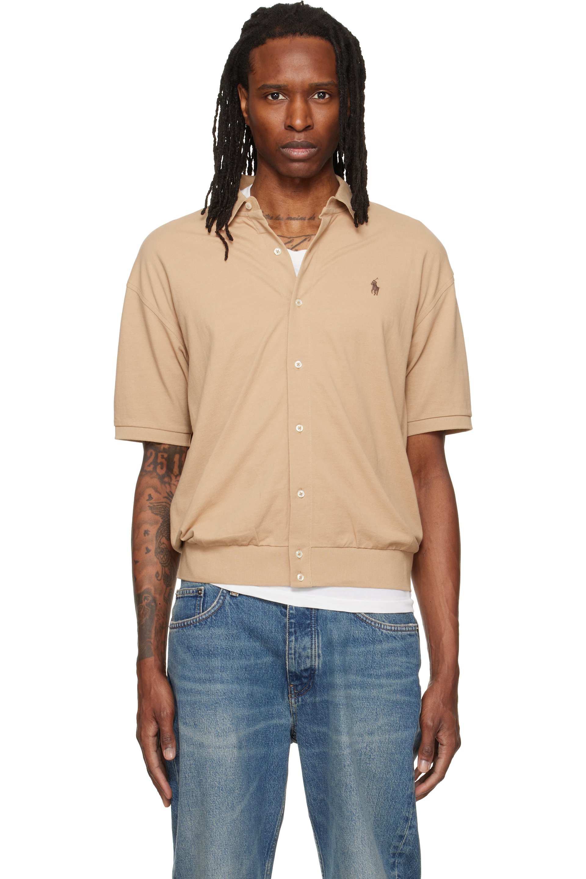 Polo Ralph Lauren - Beige Short Sleeve Collared Sport Shirt
