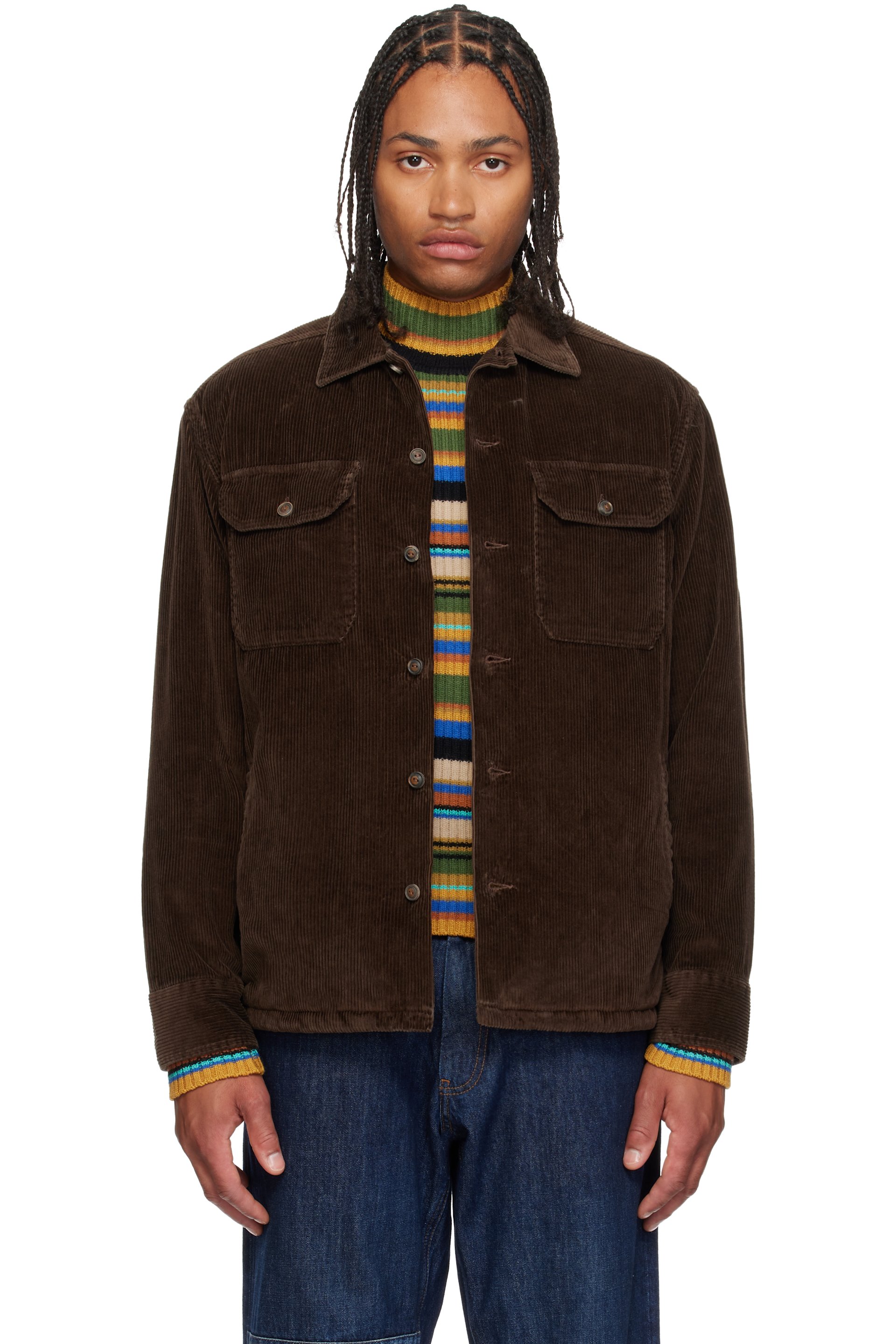 Polo Ralph Lauren - Surchemise brune en velours côtelé à doublure en sherpa