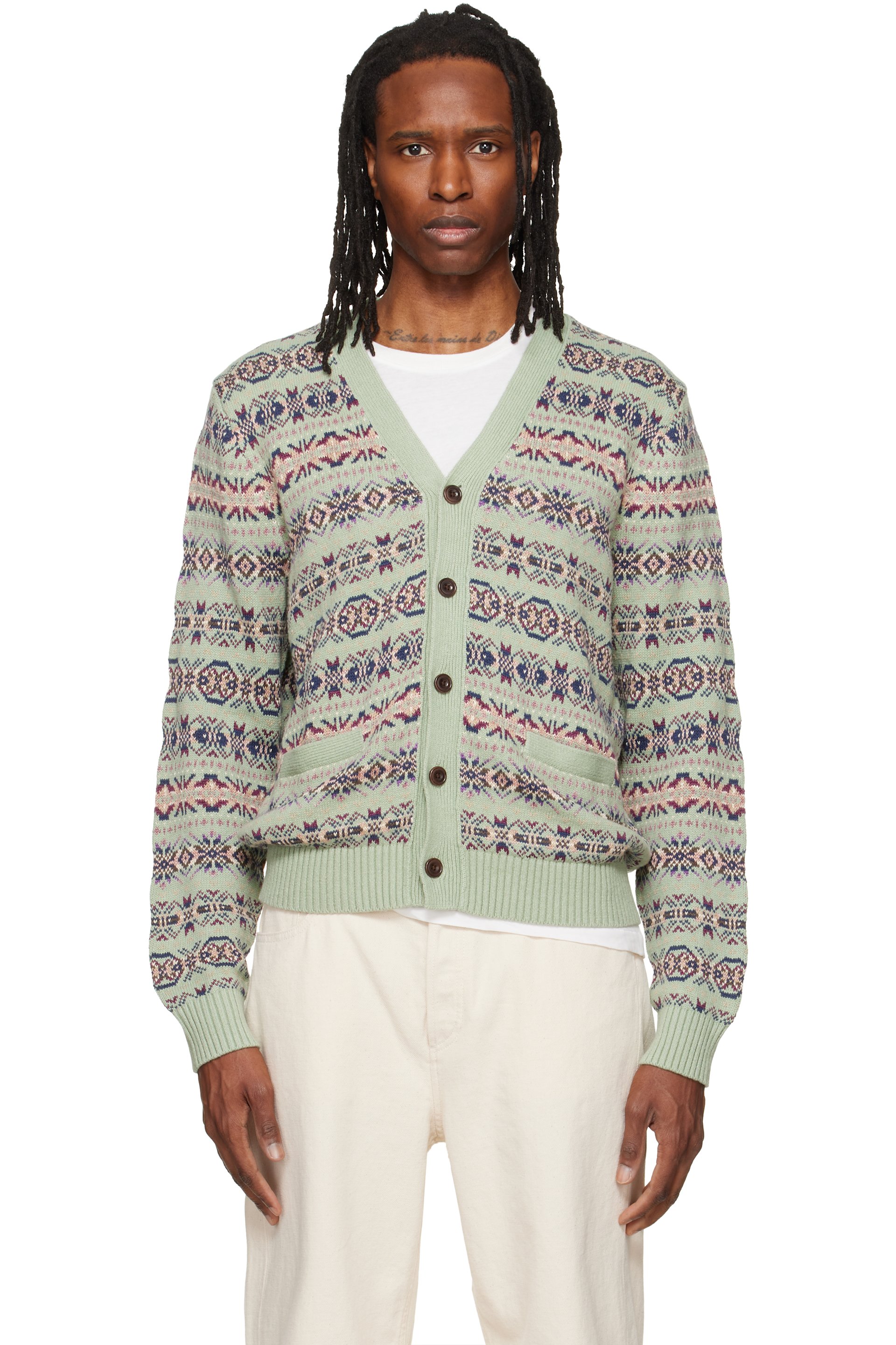 Polo Ralph Lauren - Green Cotton Linen Blend Long Sleeve Cardigan