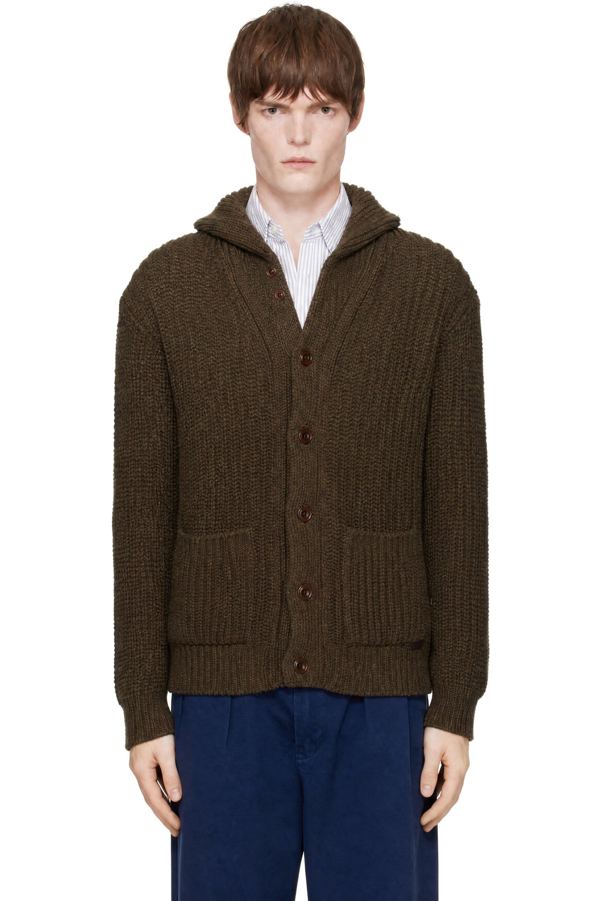 Polo Ralph Lauren - Khaki Wool-Blend Shawl Cardigan