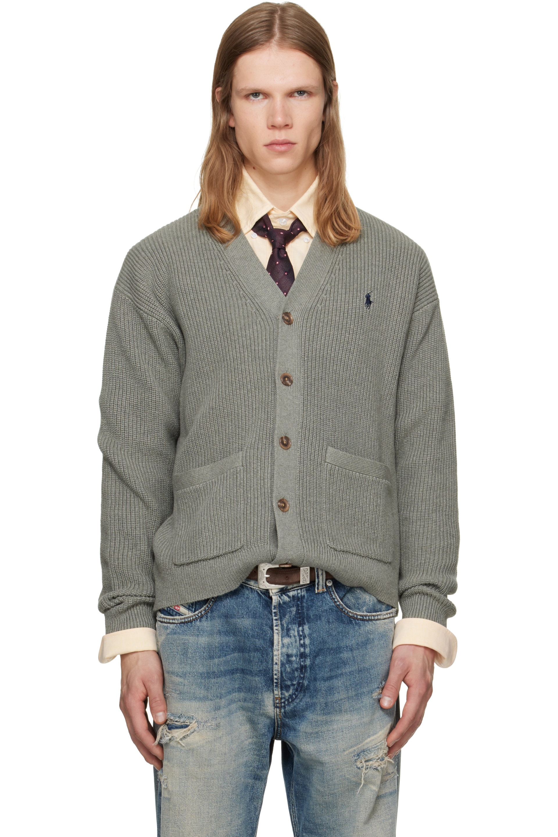 Polo Ralph Lauren - グレー リブニット カーディガン