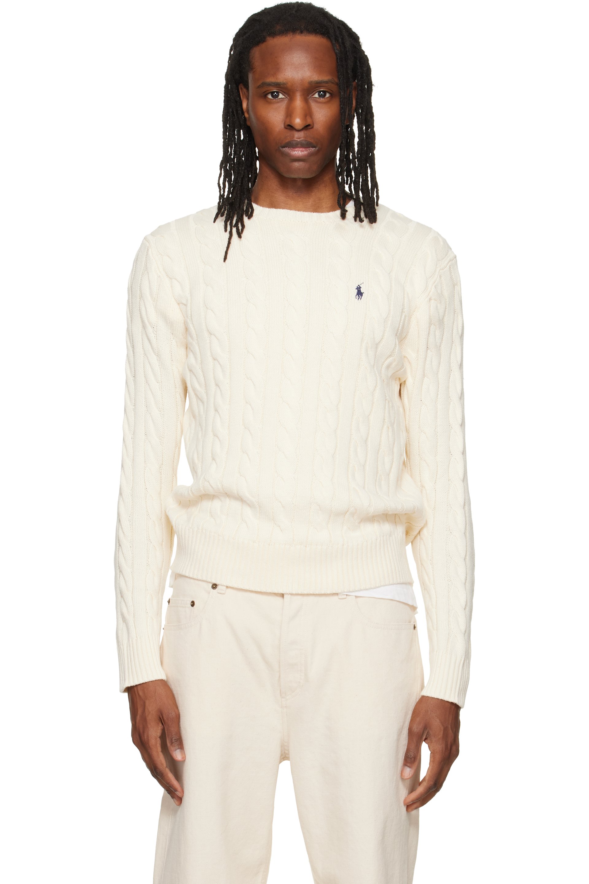 Polo Ralph Lauren - Off-White Cable-Knit Cotton Sweater