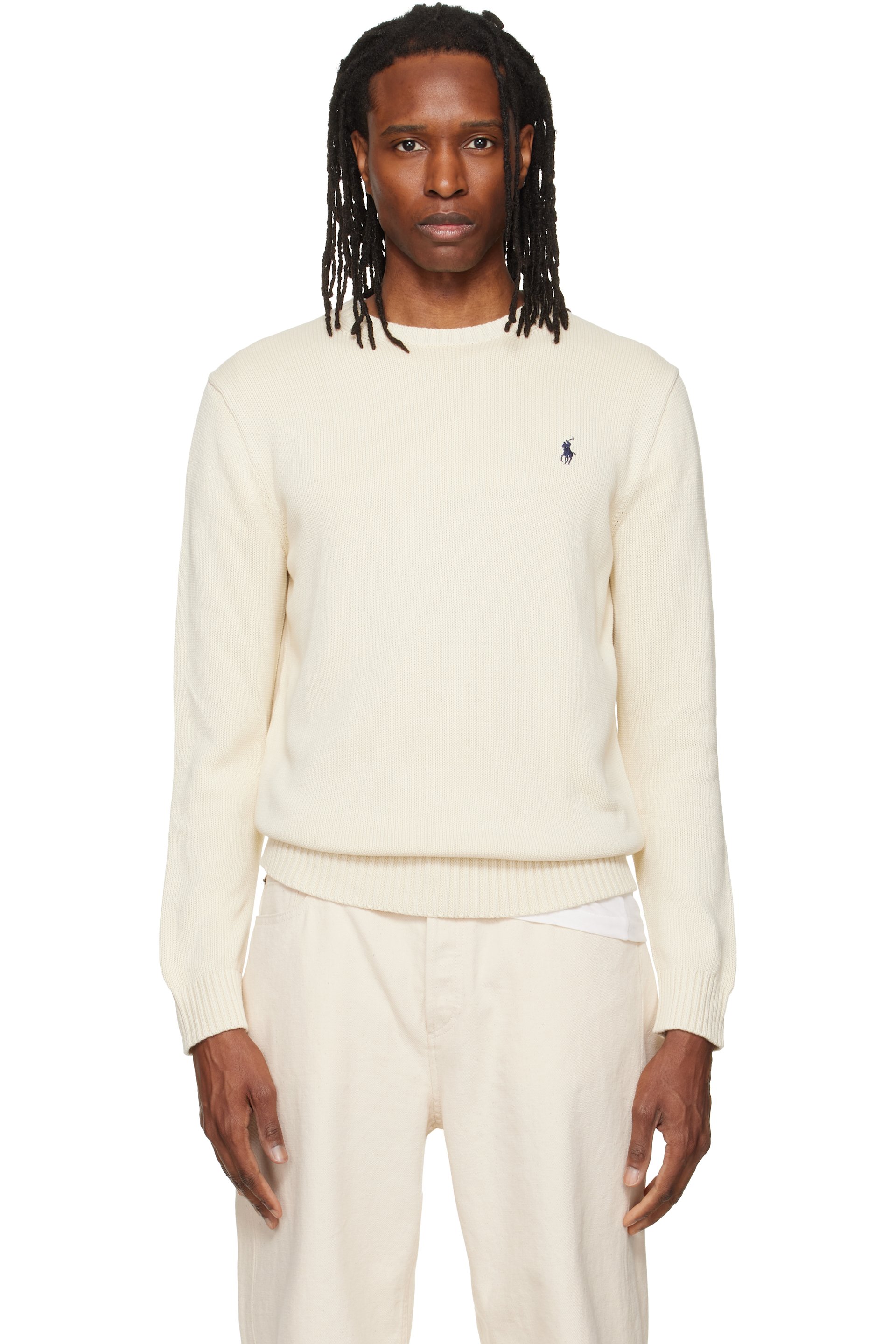 Polo Ralph Lauren - Off-White Cotton Long Sleeve Sweater