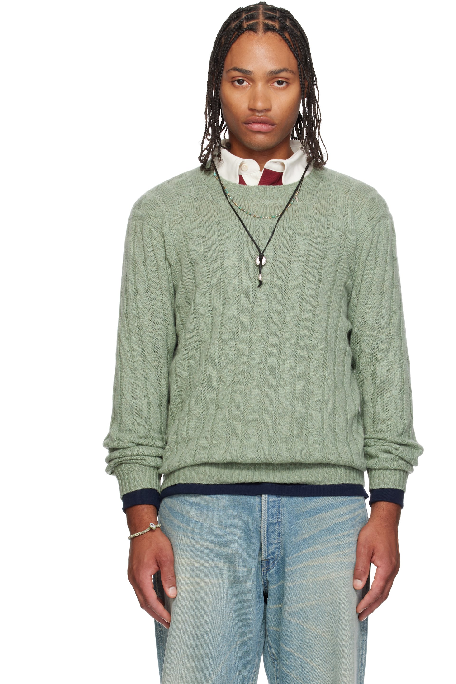 Polo Ralph Lauren - Green 'The Iconic Cable-Knit' Cashmere Sweater
