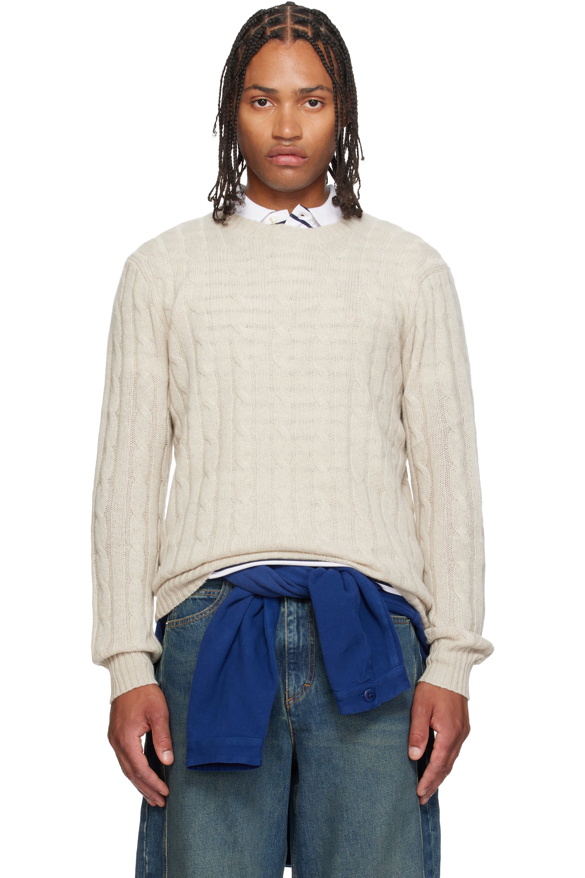 Polo Ralph Lauren - Beige 'The Iconic Cable-Knit' Cashmere Sweater