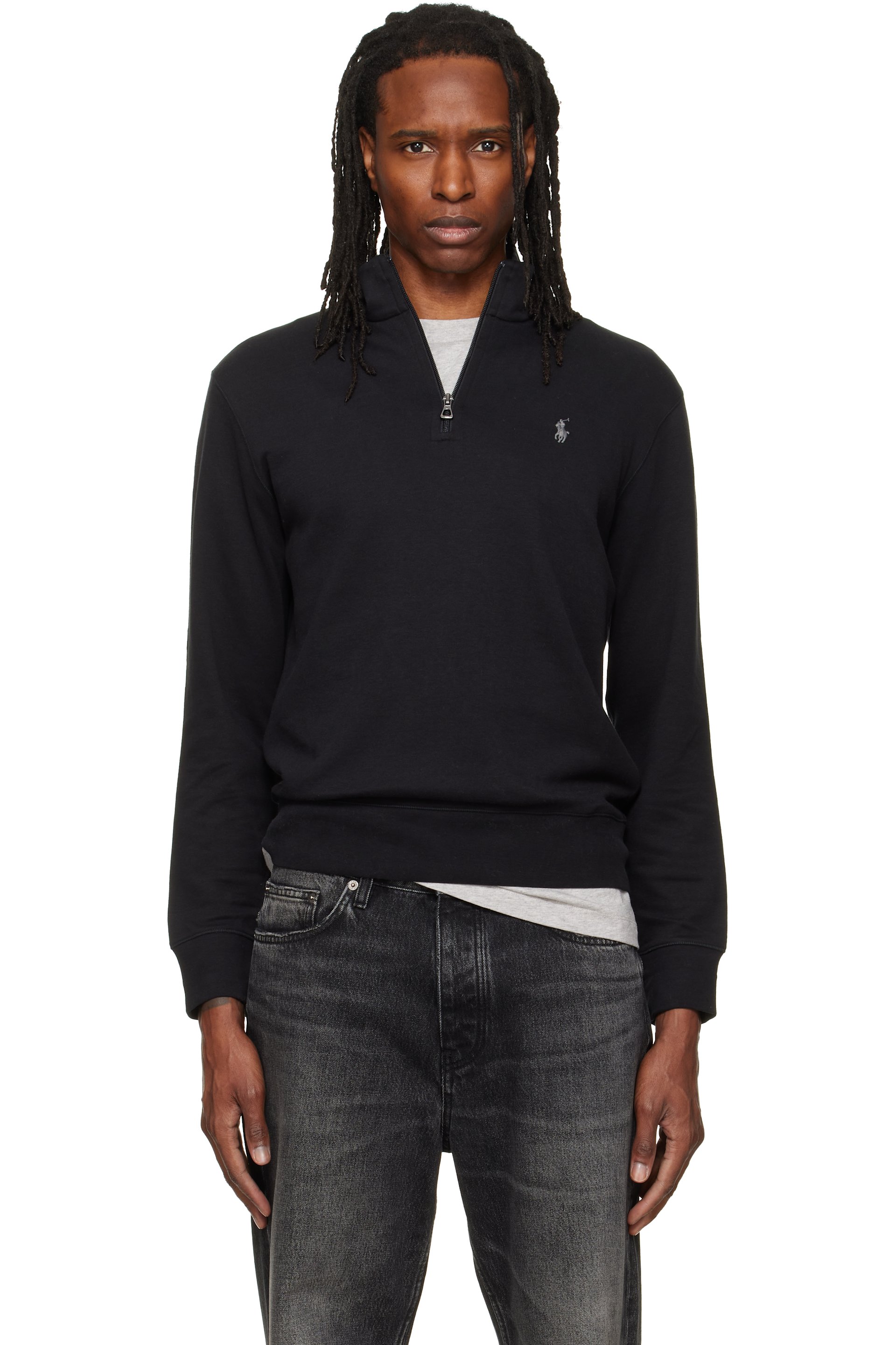 Polo Ralph Lauren - Black Luxury Jersey Quarter-Zip Pullover Sweater