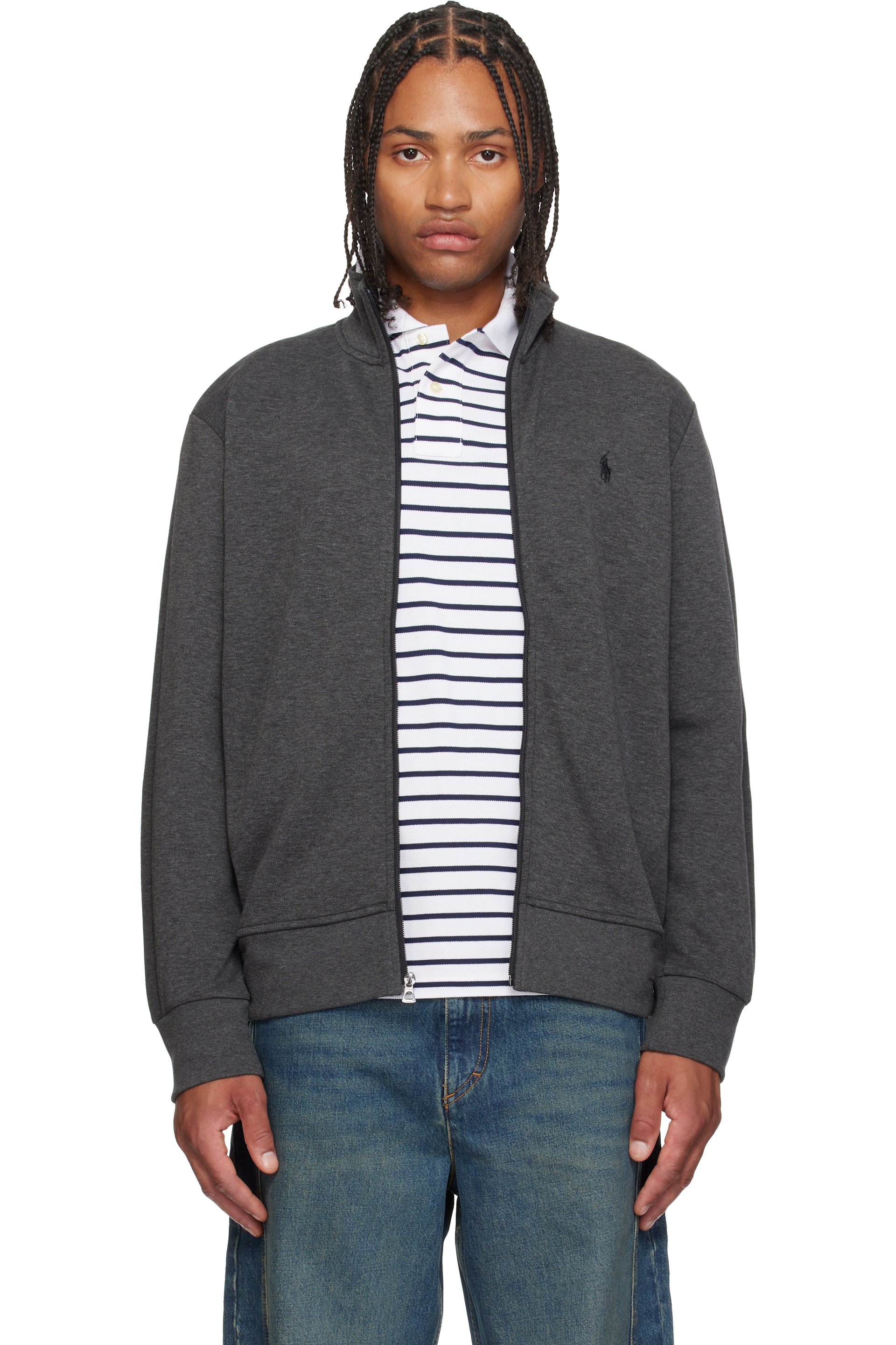 Polo Ralph Lauren - Gray Mock Neck Zip-Up Sweater