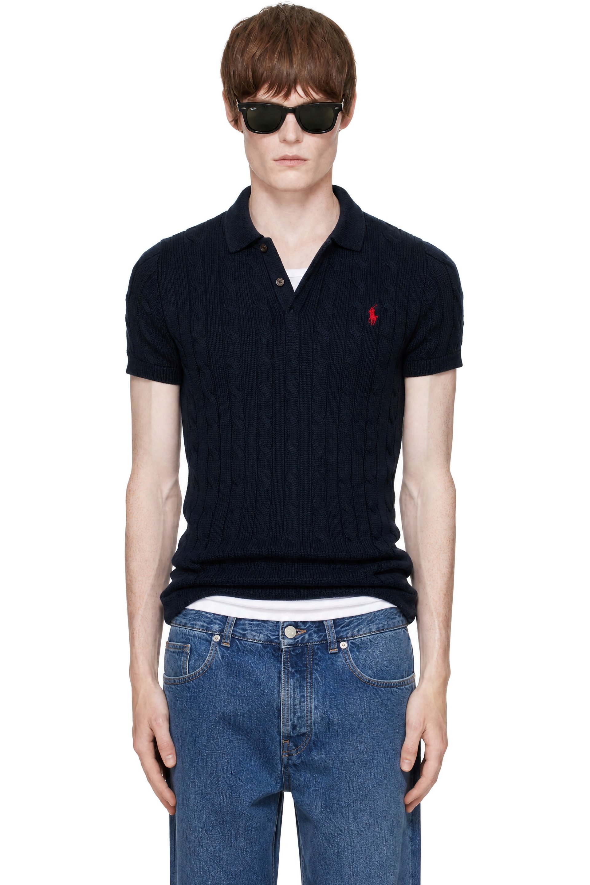 Polo Ralph Lauren - Navy Cable-Knit Cotton Polo