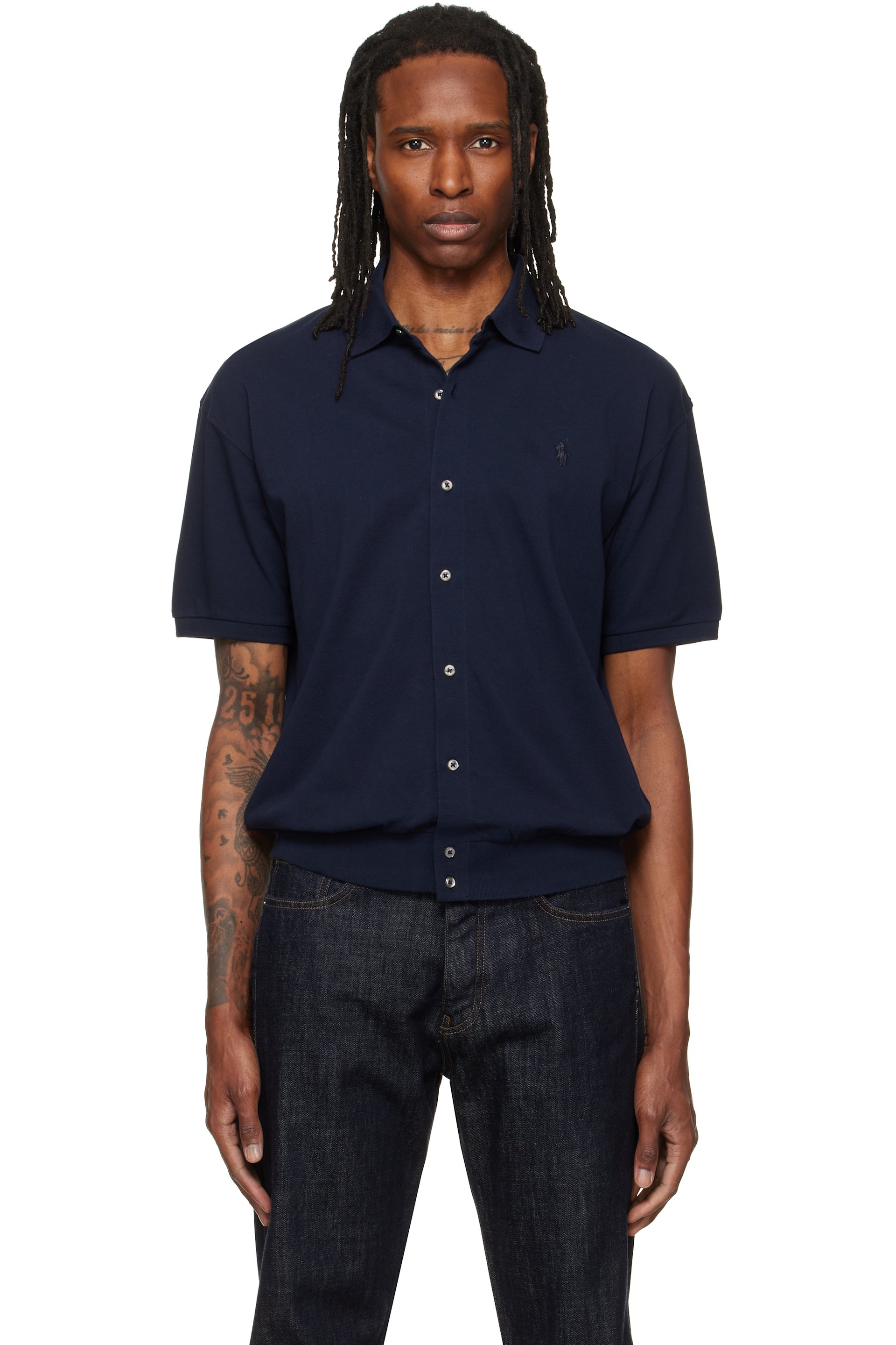Polo Ralph Lauren - Navy Short Sleeve Collared Sport Shirt