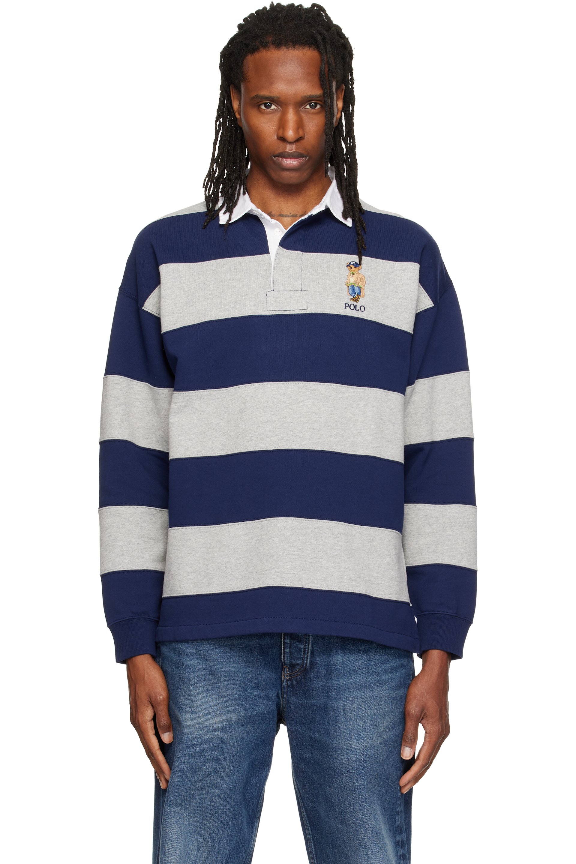 Polo Ralph Lauren - Gray & Blue Big Fit Polo Bear Rugby Polo