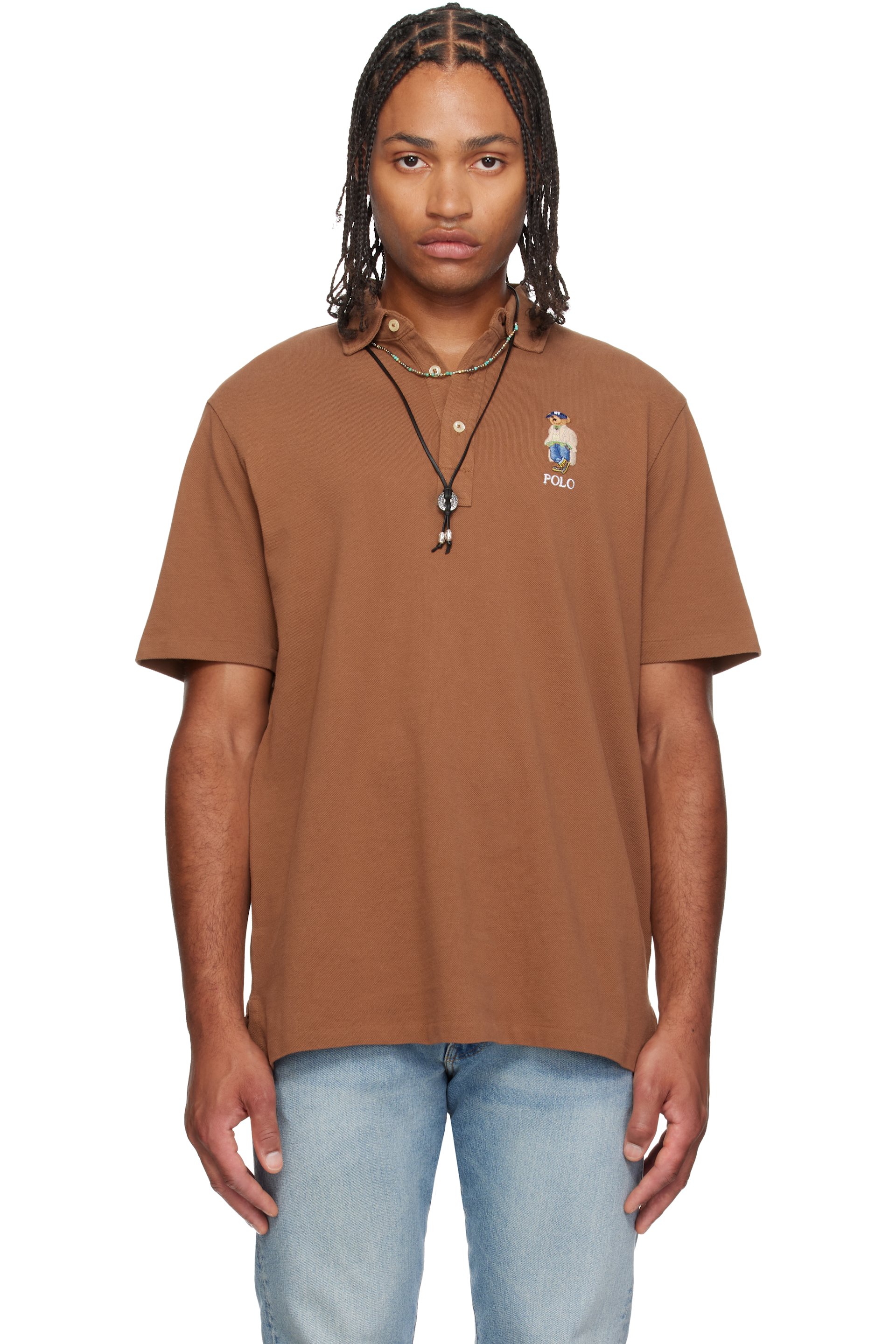 Polo Ralph Lauren - Polo brun à coupe classique et à ourson Polo Bear