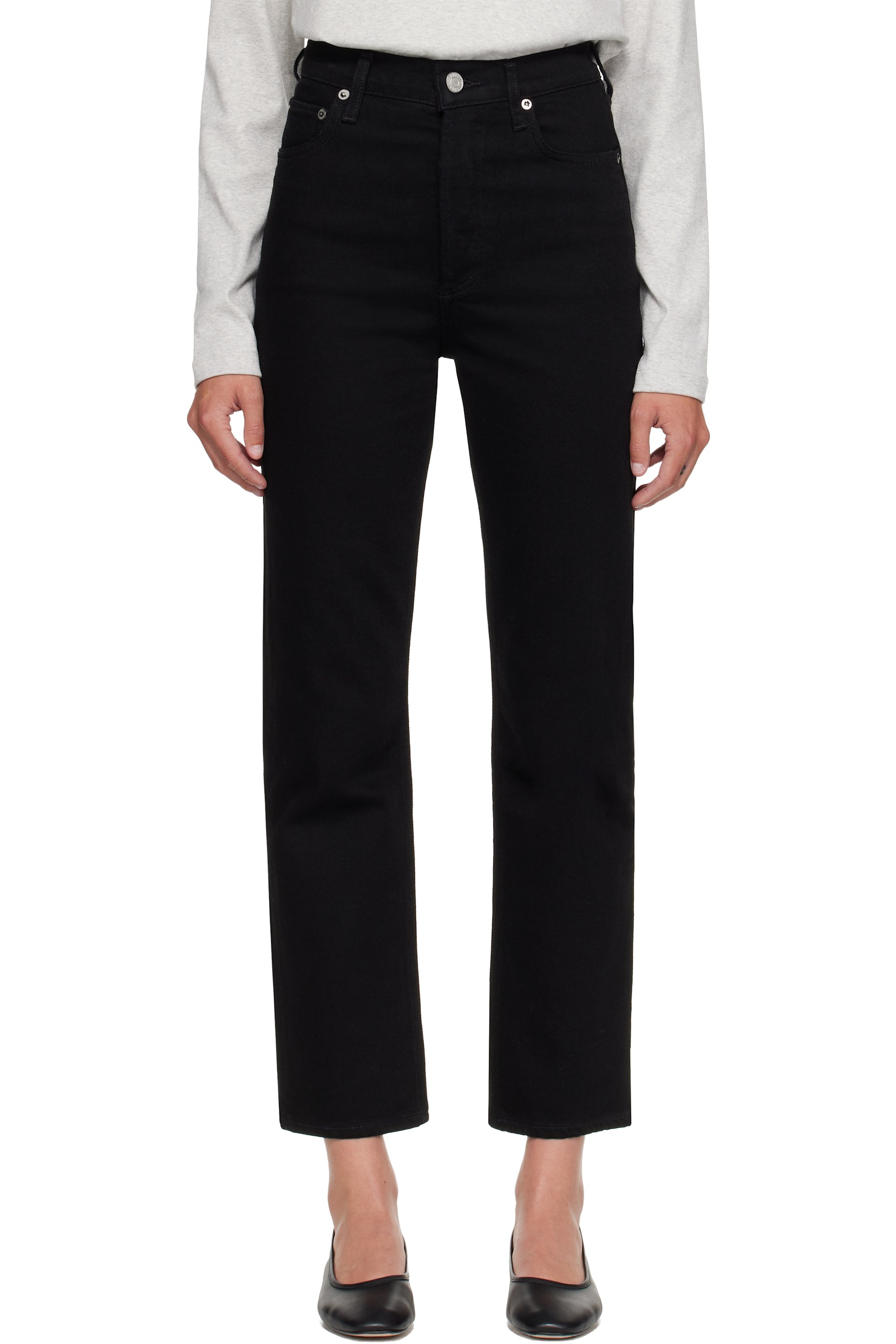 AGOLDE - Black 90's Pinch Waist Crop Jeans