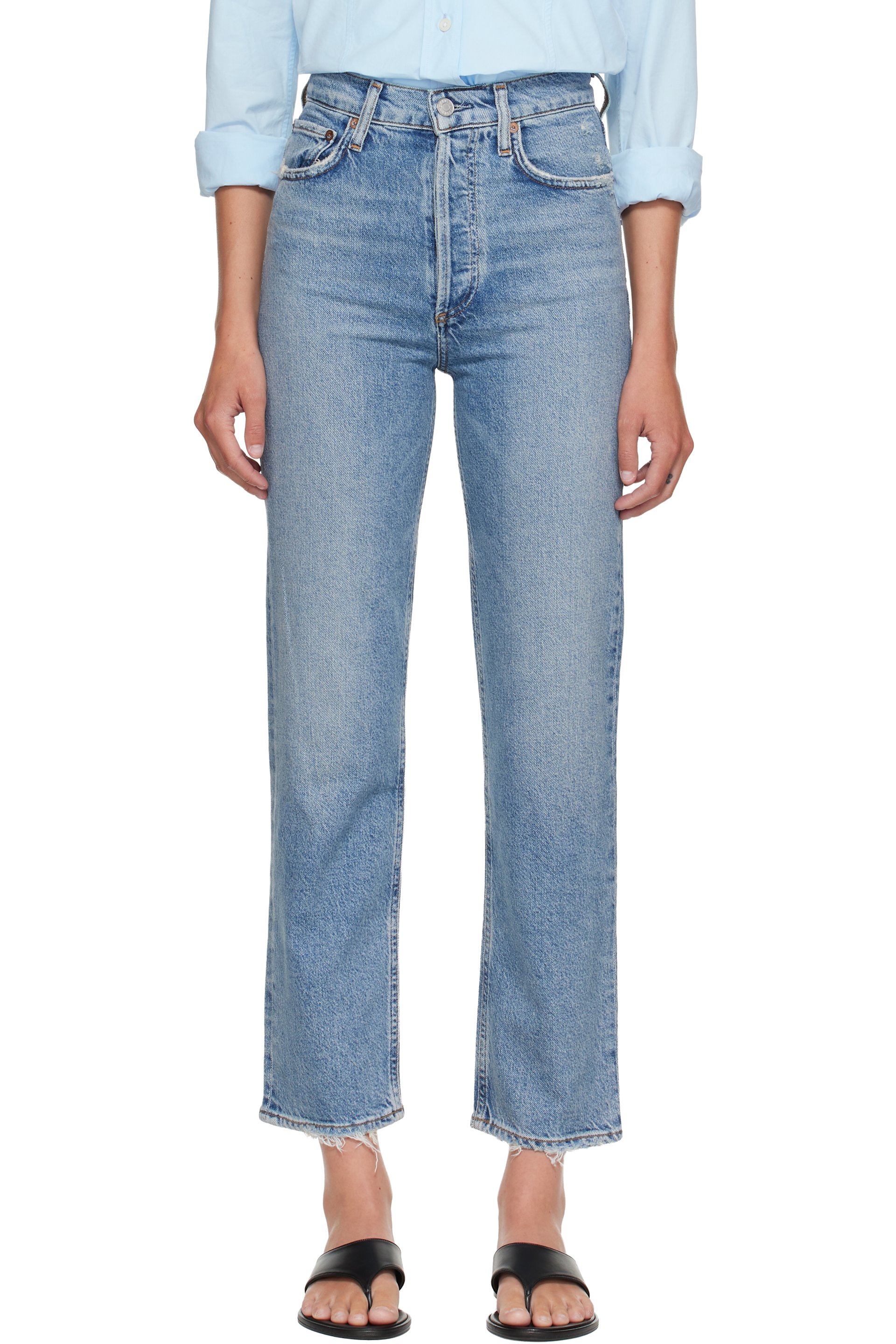 AGOLDE - Blue 90's Pinch Waist Crop Jeans