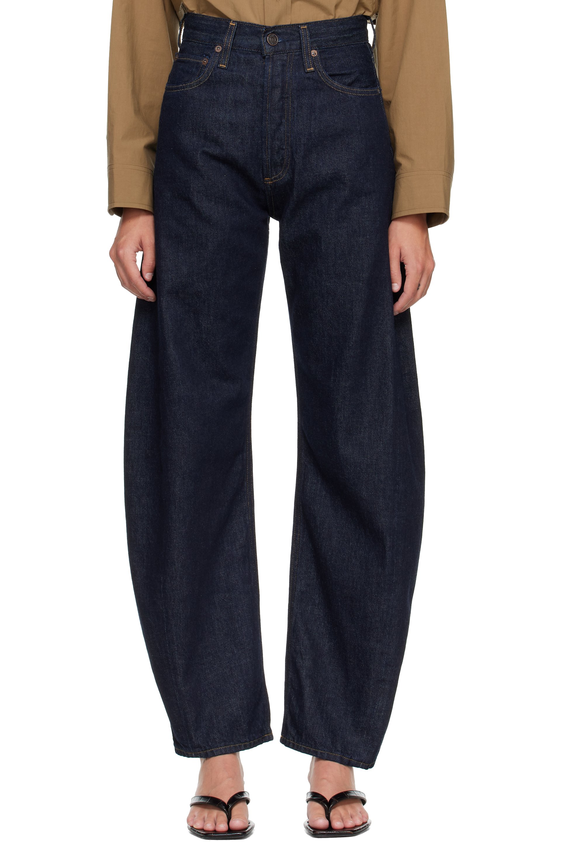 AGOLDE - Navy Luna High Rise Pieced Taper Jeans