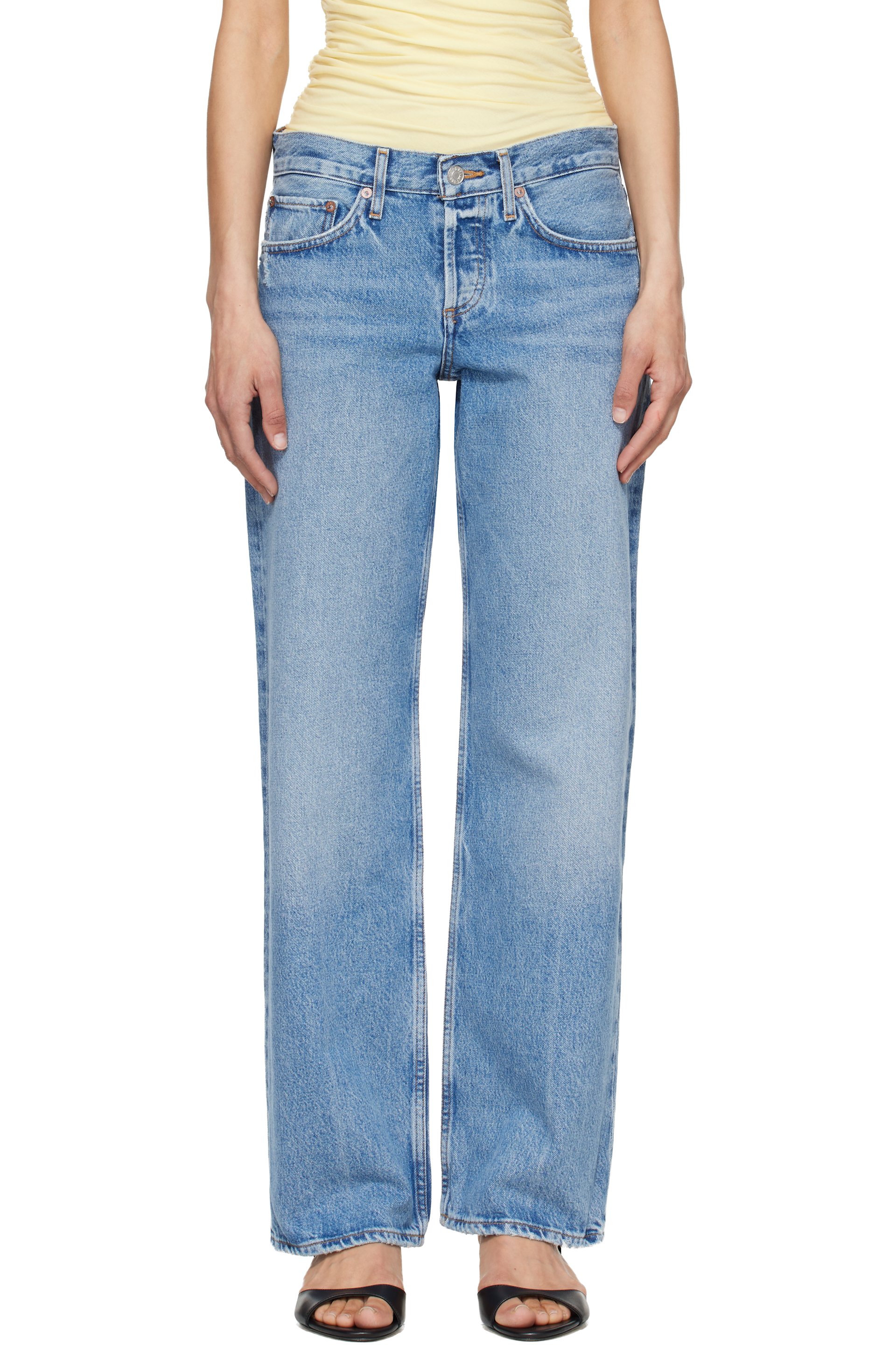AGOLDE - Blue Low Rise Loose Jeans