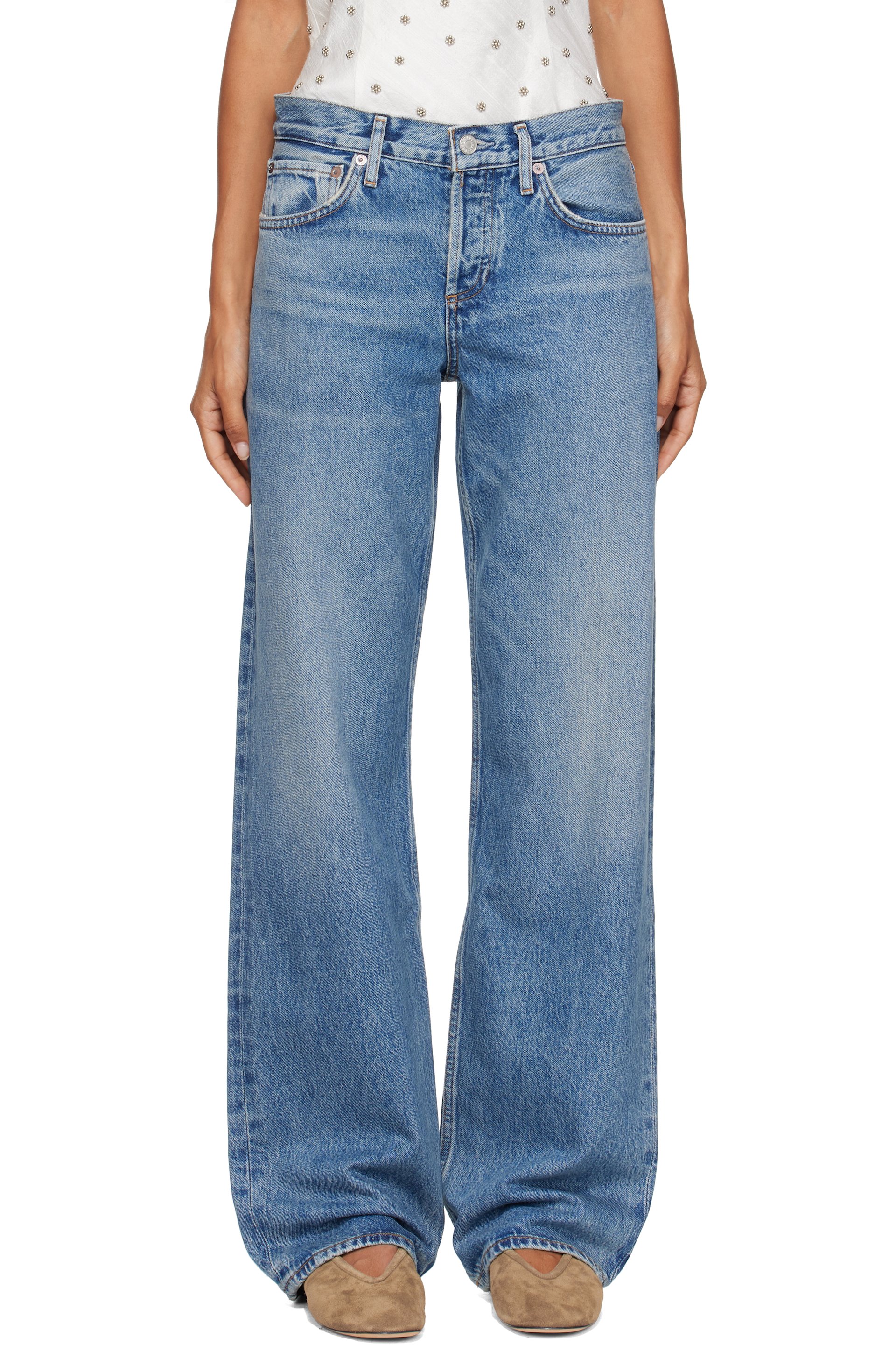 AGOLDE - Blue Low Rise Loose Jeans