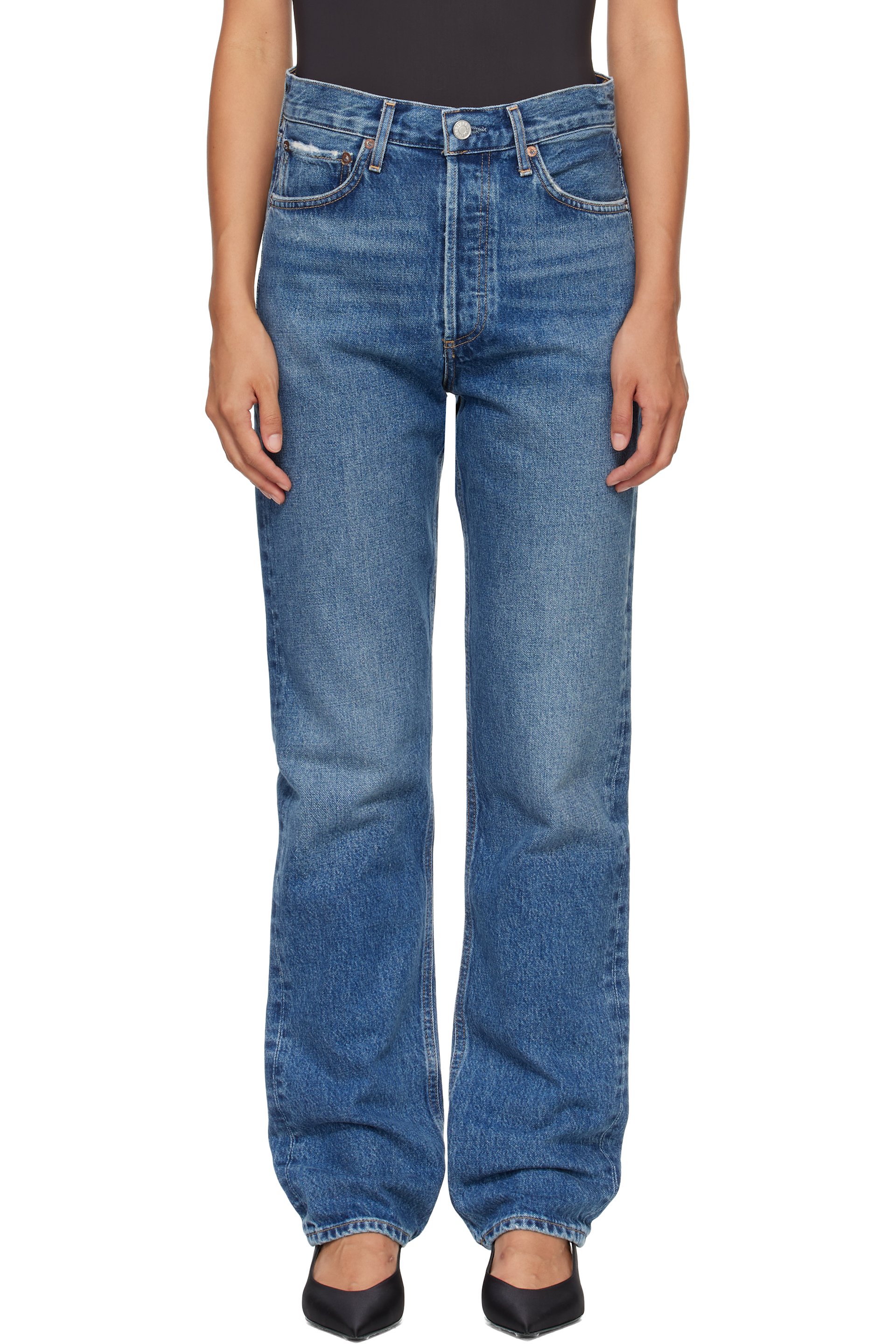 AGOLDE - Blue 90's Mid Rise Straight Jeans