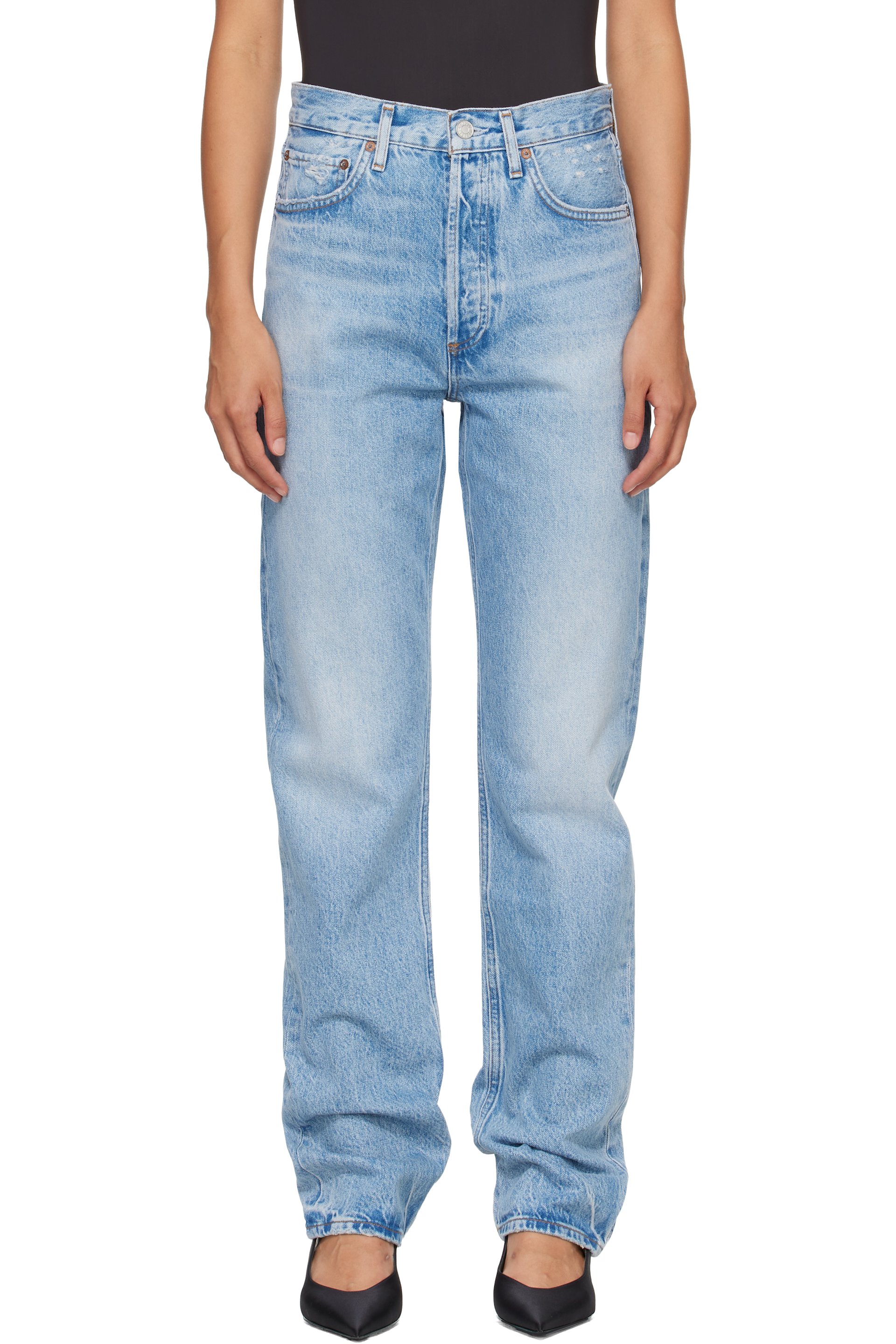 AGOLDE - Blue 90's Mid Rise Straight Jeans