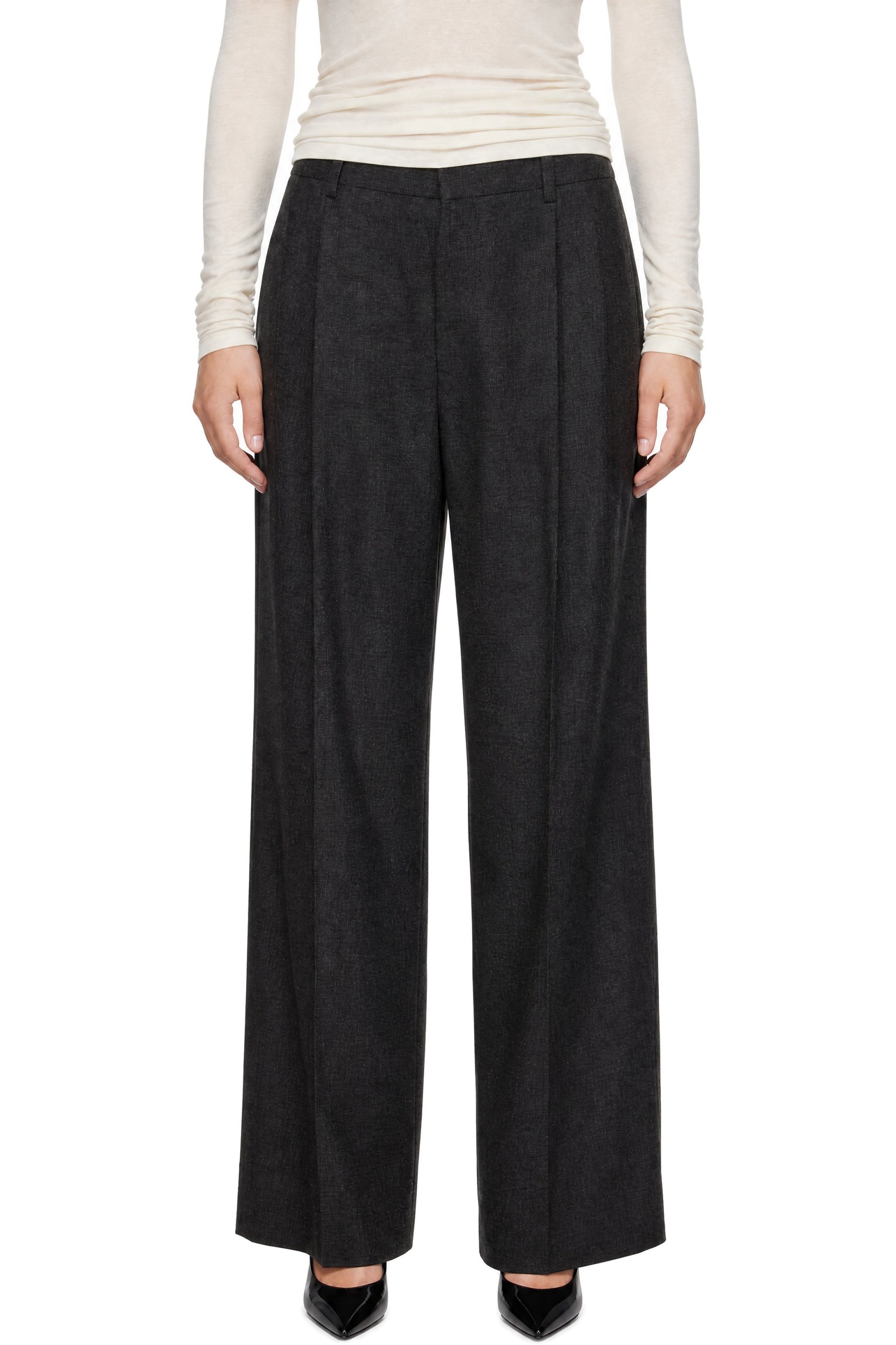 AGOLDE - Pantalon Sathia gris en laine