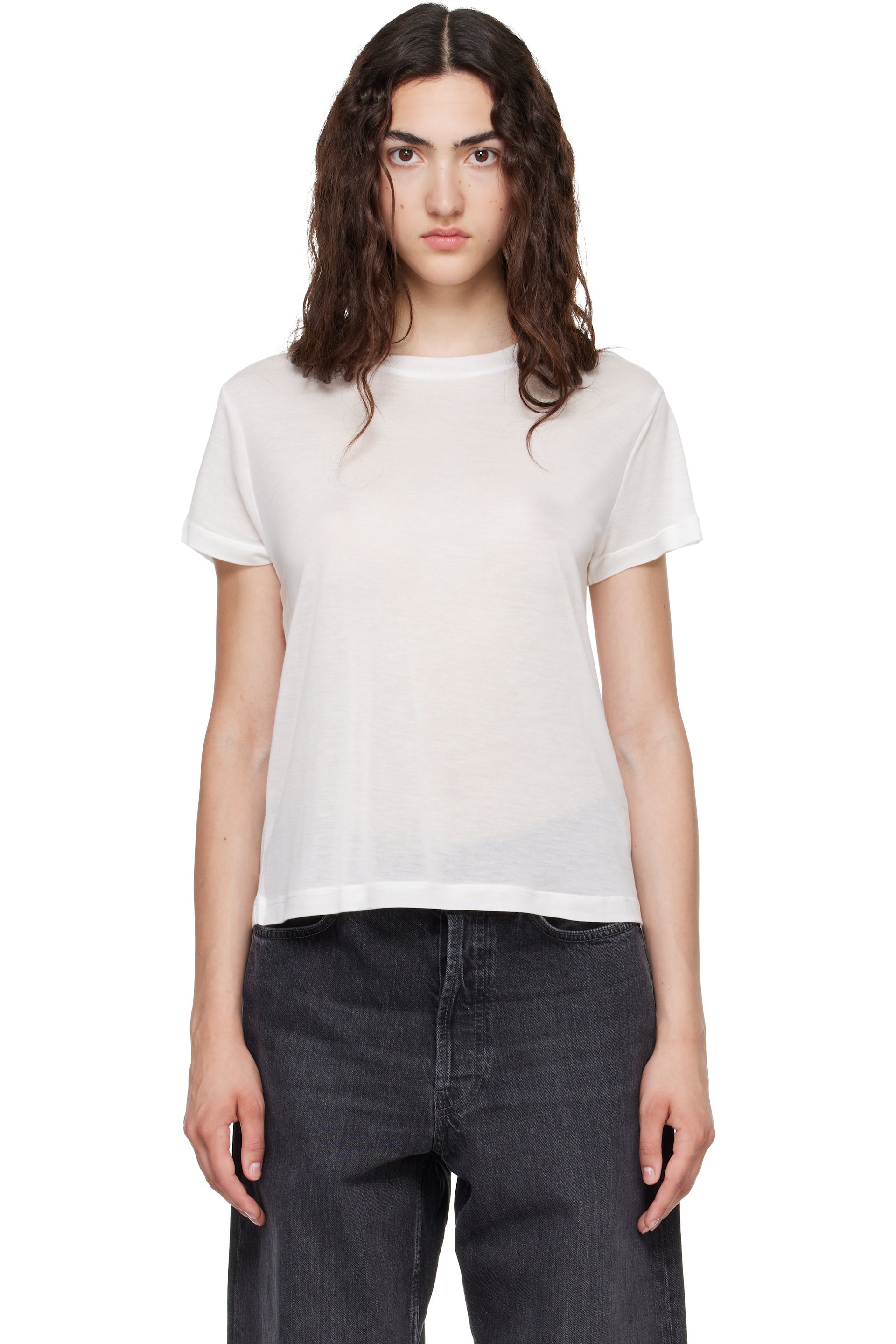 AGOLDE - White Long Line Adine T-shirt
