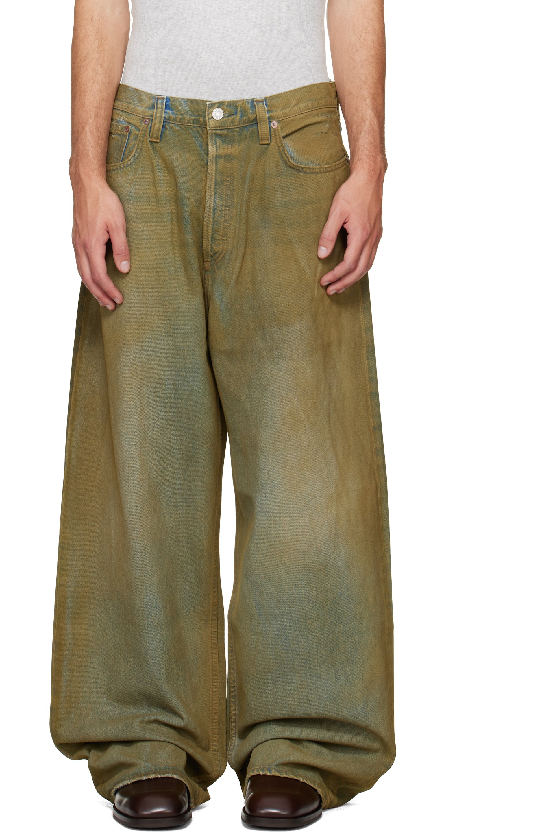 AGOLDE - Green Bagley Rounded Baggy Jeans