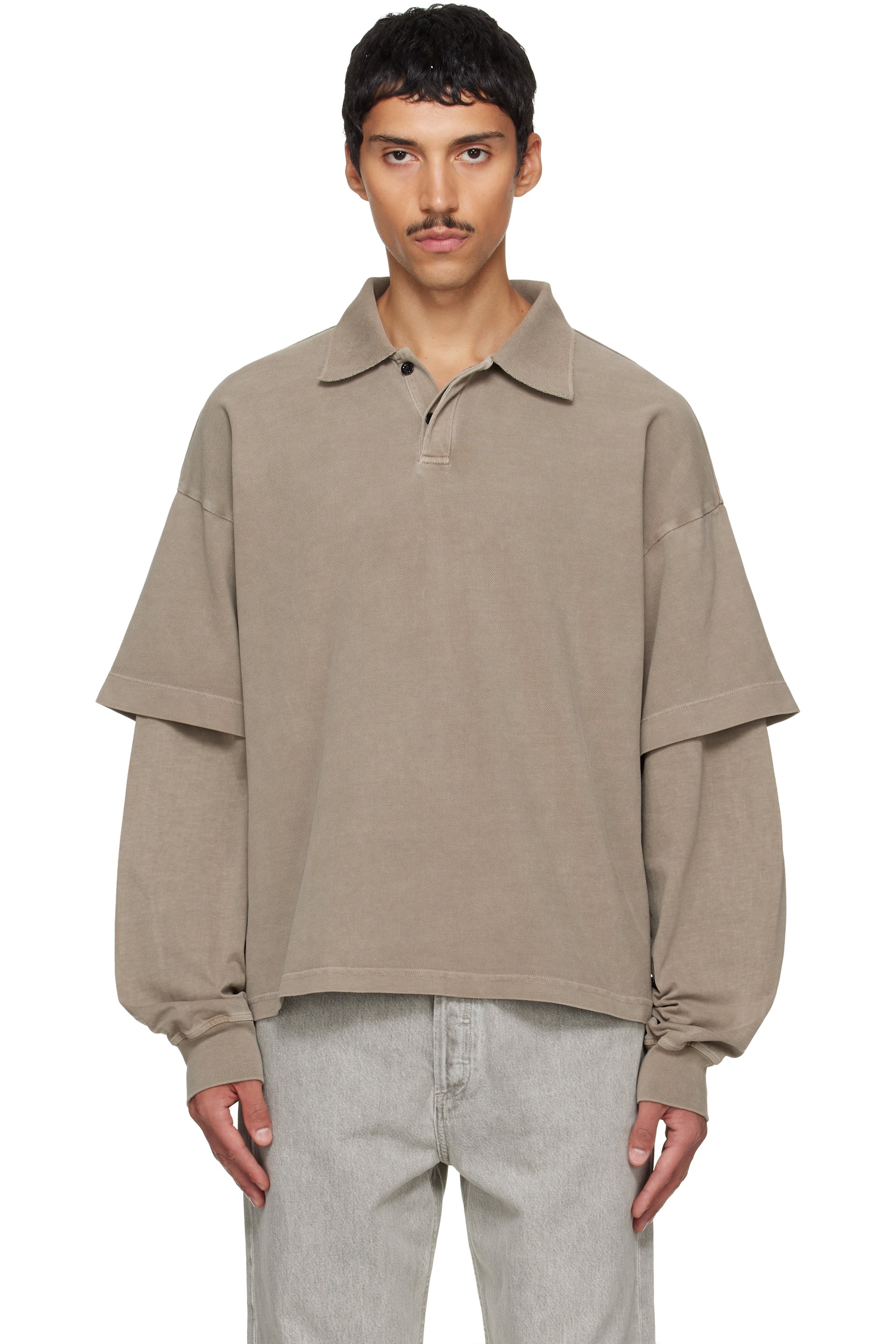 AGOLDE - Khaki Curren Double Sleeve Polo