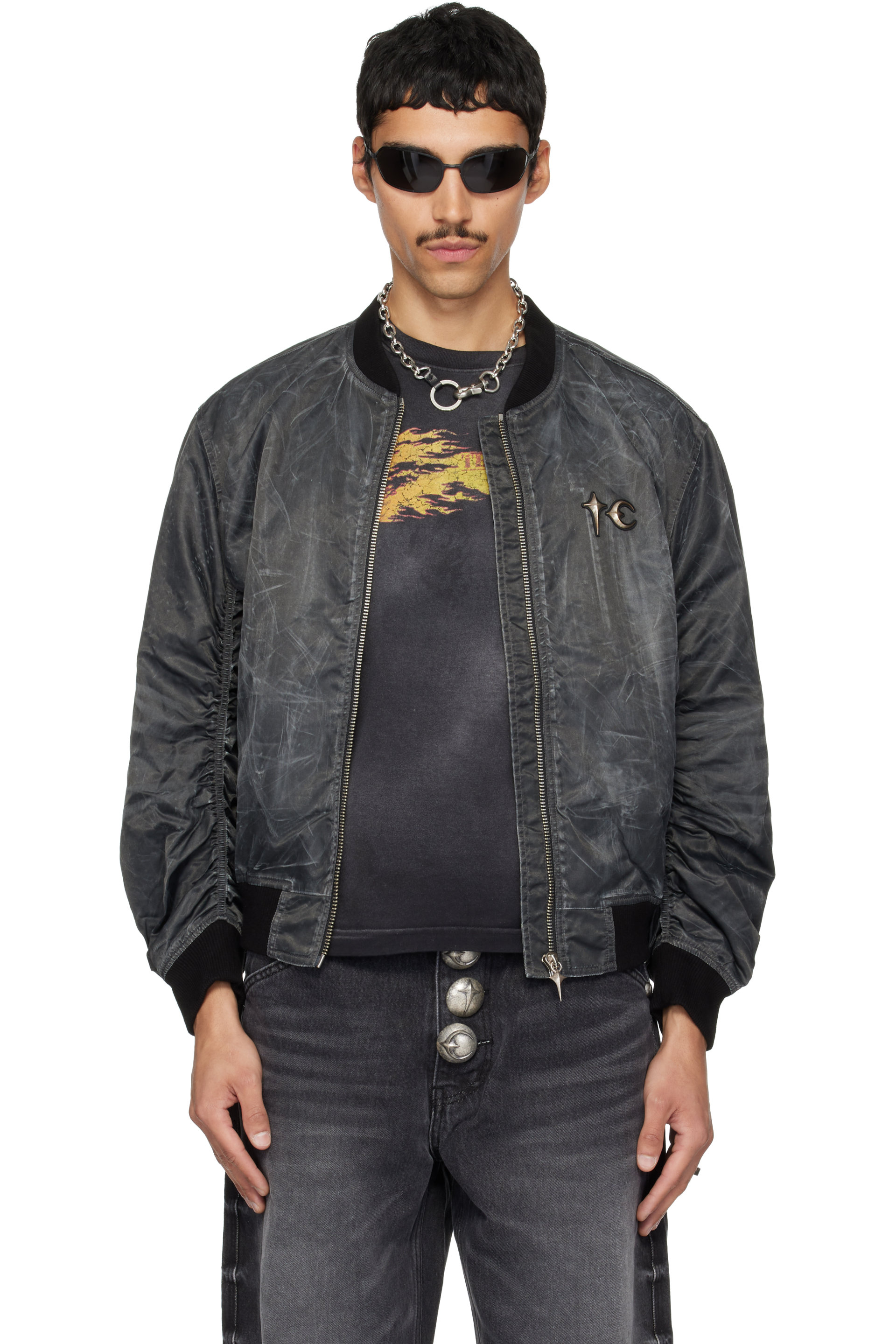 Thug Club - Black Jamong Two Tone Washed MA-1 Bomber Jacket
