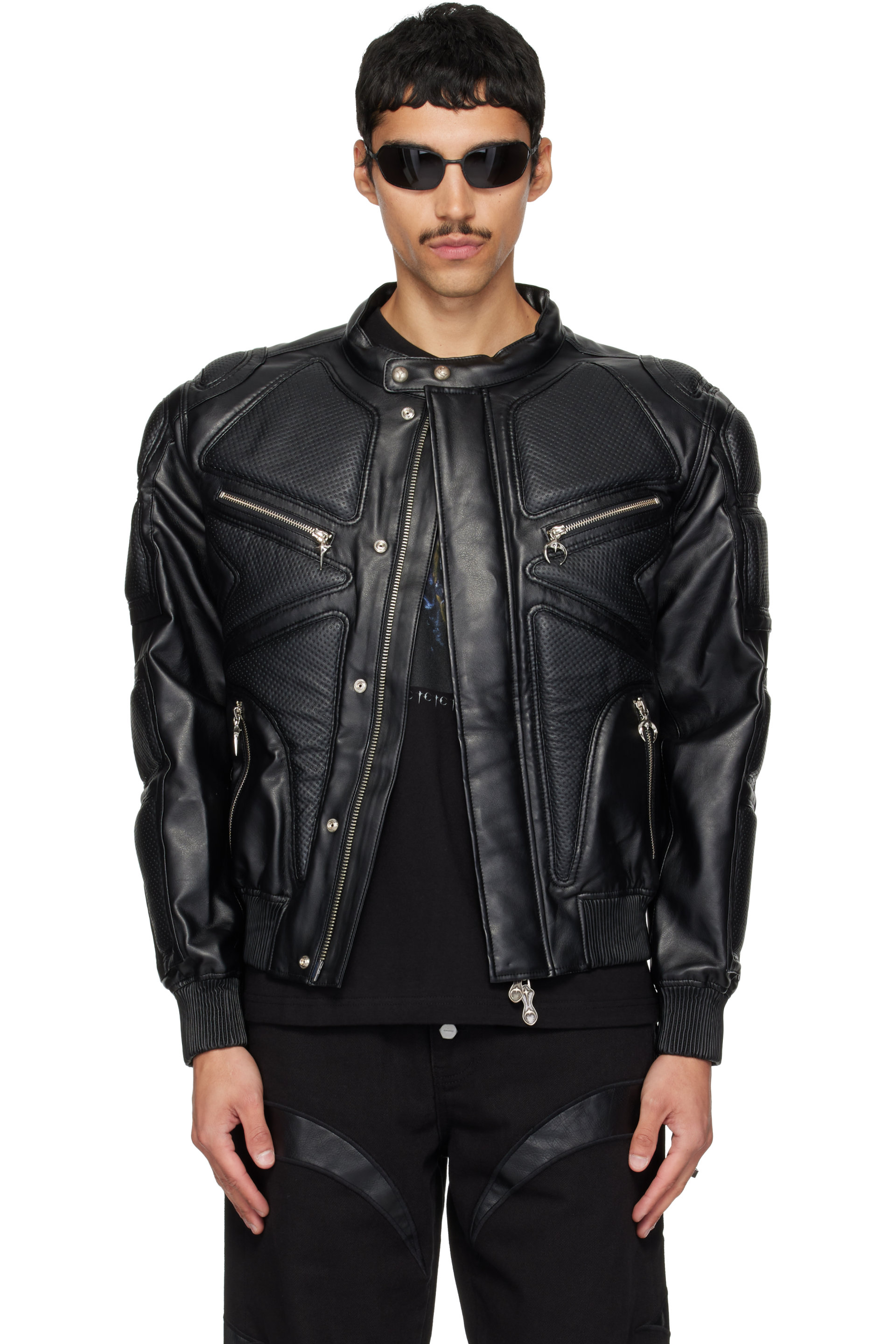 Thug Club - Black Diamond Back Faux-Leather Jacket