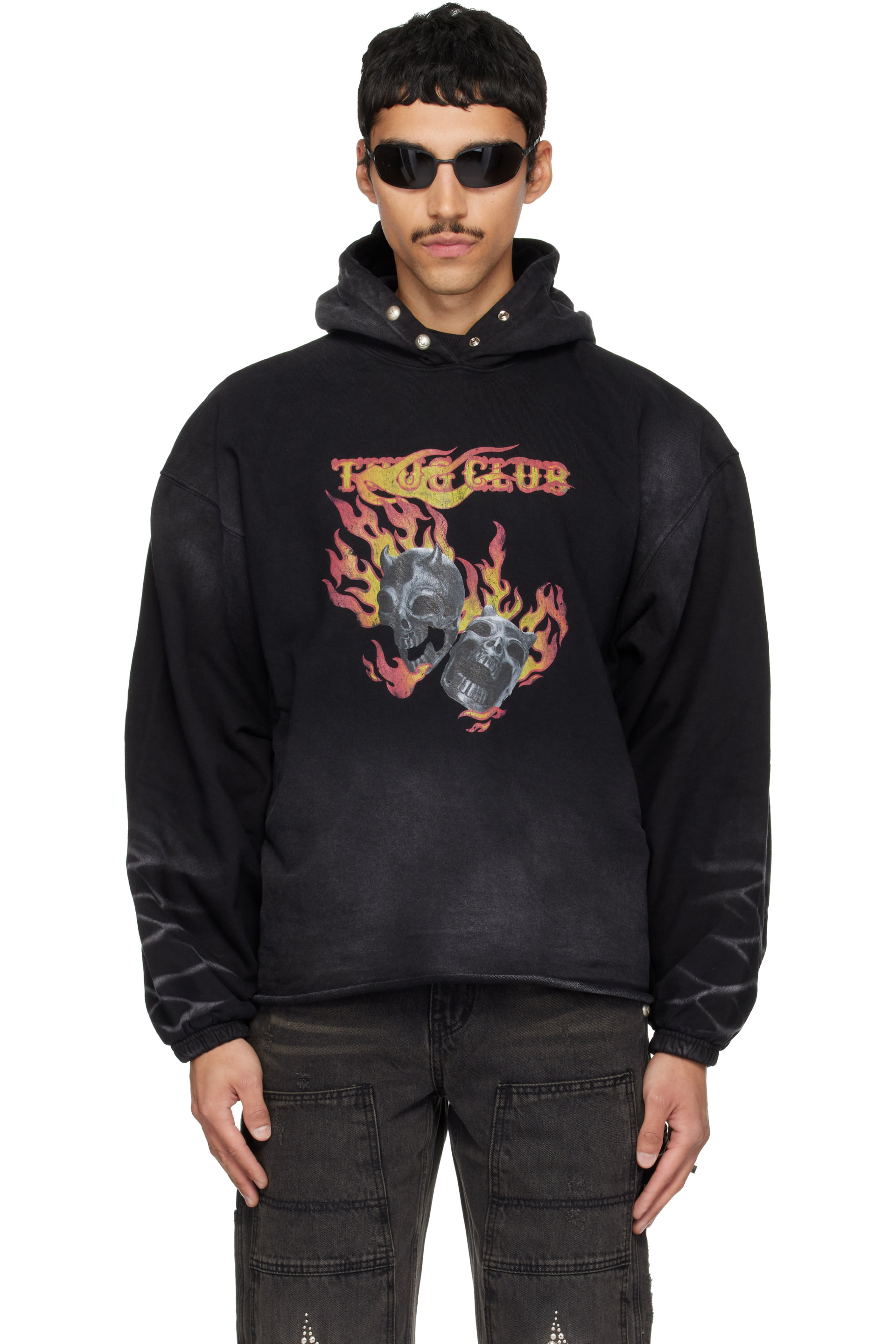 Thug Club - Pull à capuche noir à logo et à images
